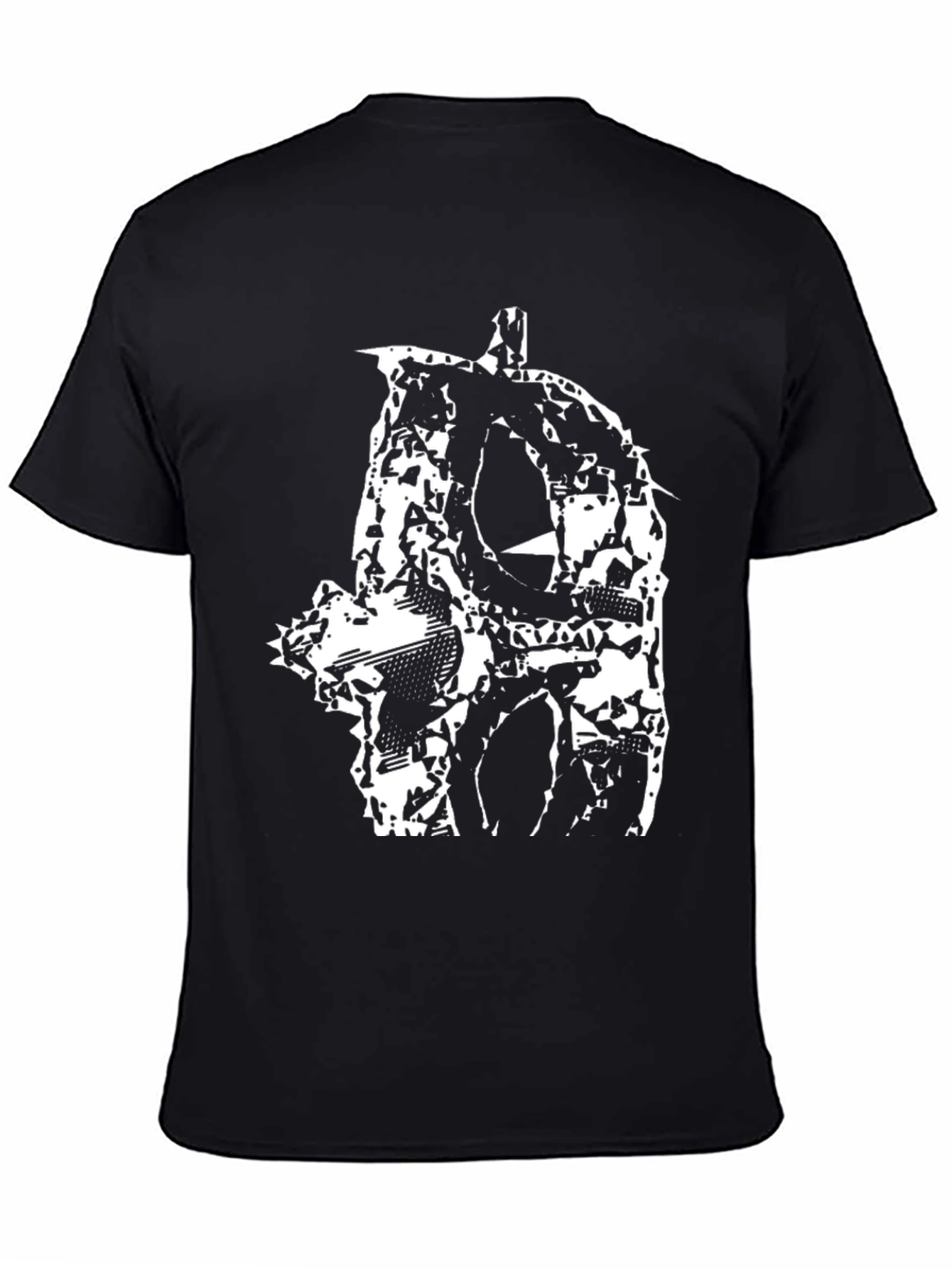 Black Abstract Skull Graphic Black T-Shirt view 4