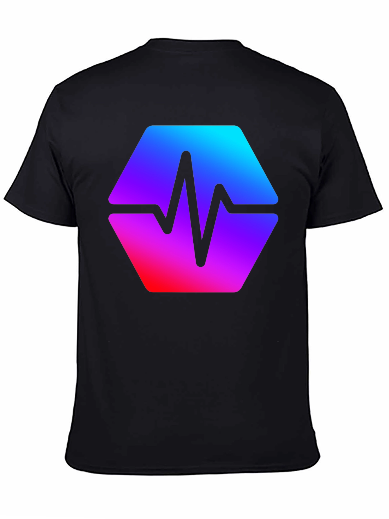 Black Hex Pulse Graphic T-Shirt - Modern Style view 4