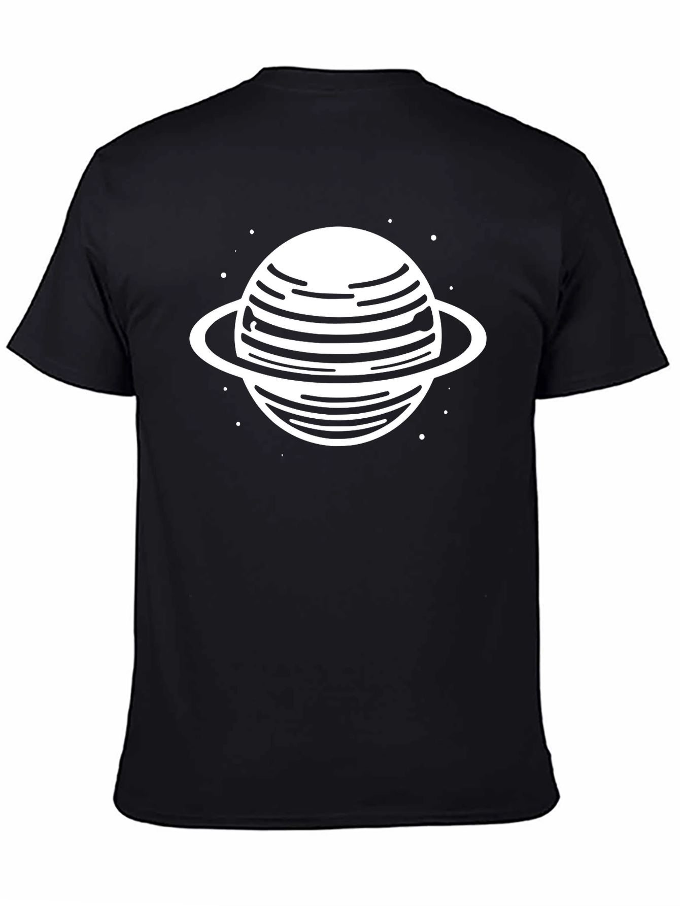 Black Saturn Graphic Tee - Trendy Black Cotton Blend T-Shirt view 4