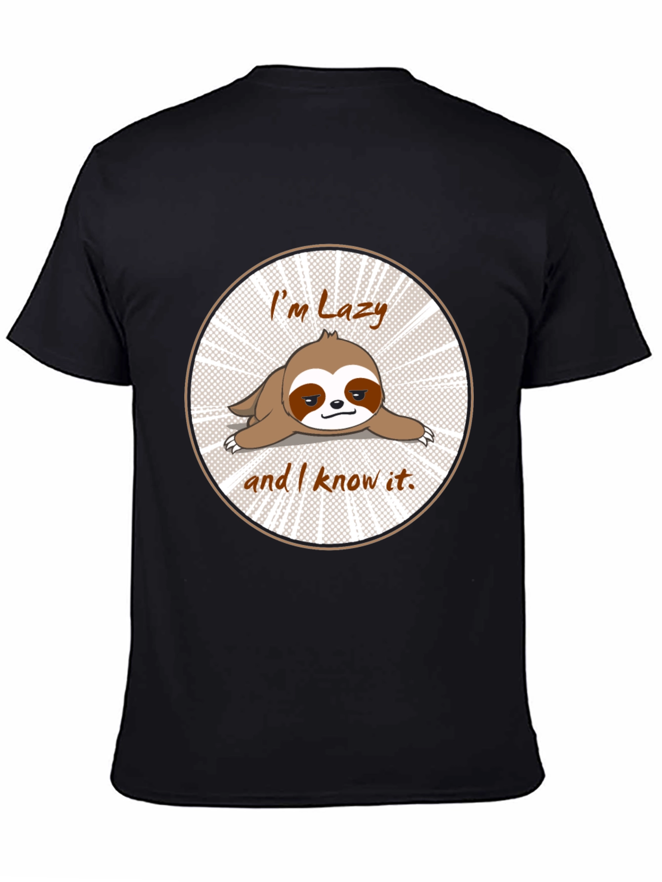 Black Lazy Sloth T-Shirt Funny Graphic Tee view 4