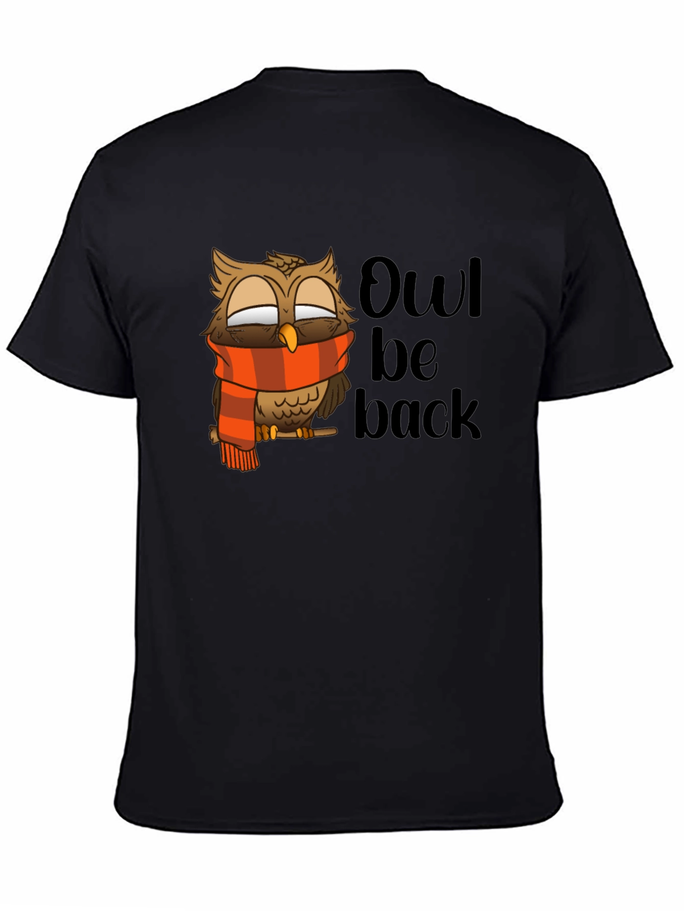 Black Owl Be Back Graphic T-Shirt - Cute Bird Pun Tee view 4