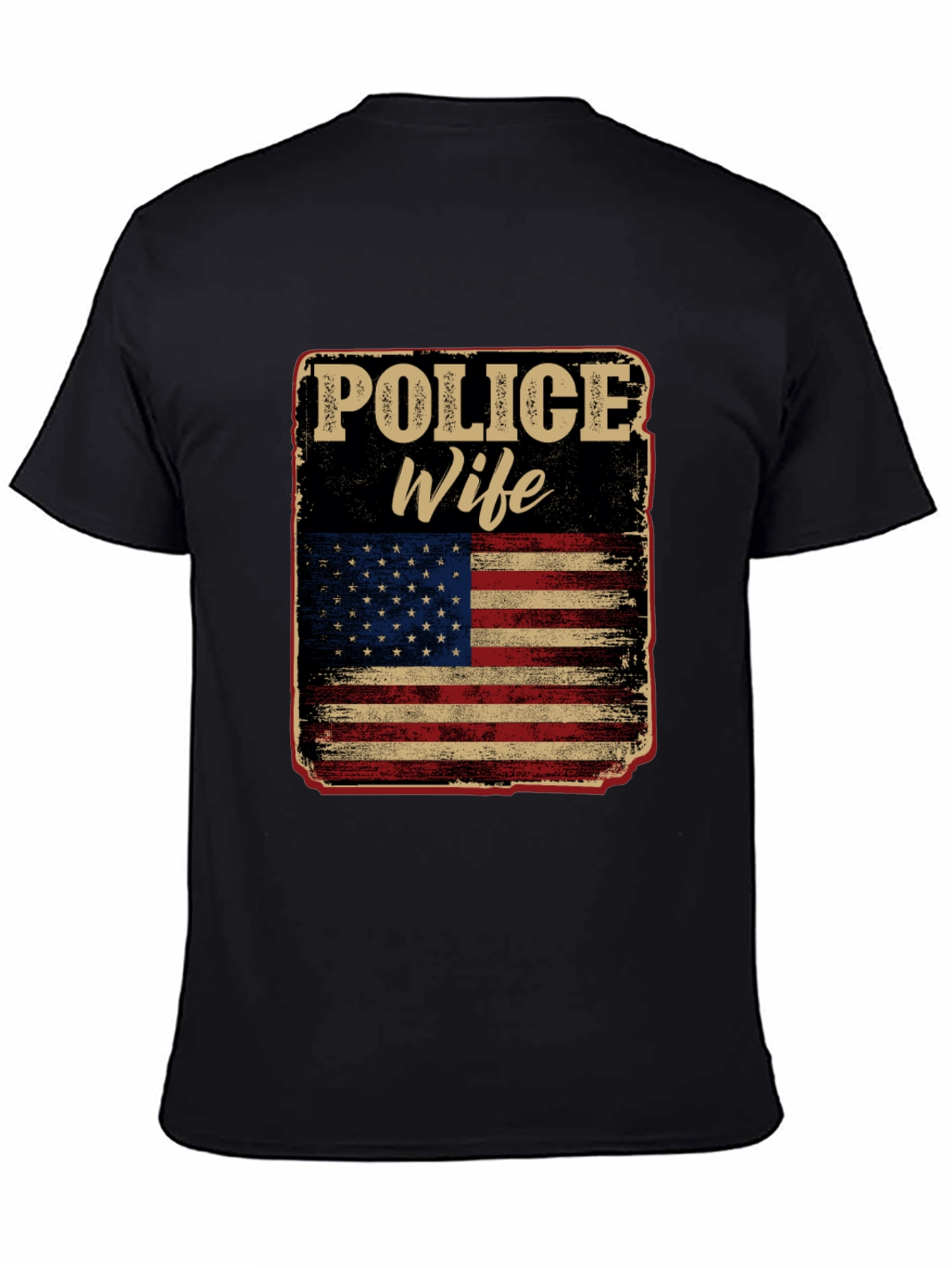 Black Police Wife American Flag Graphic Tee view 4