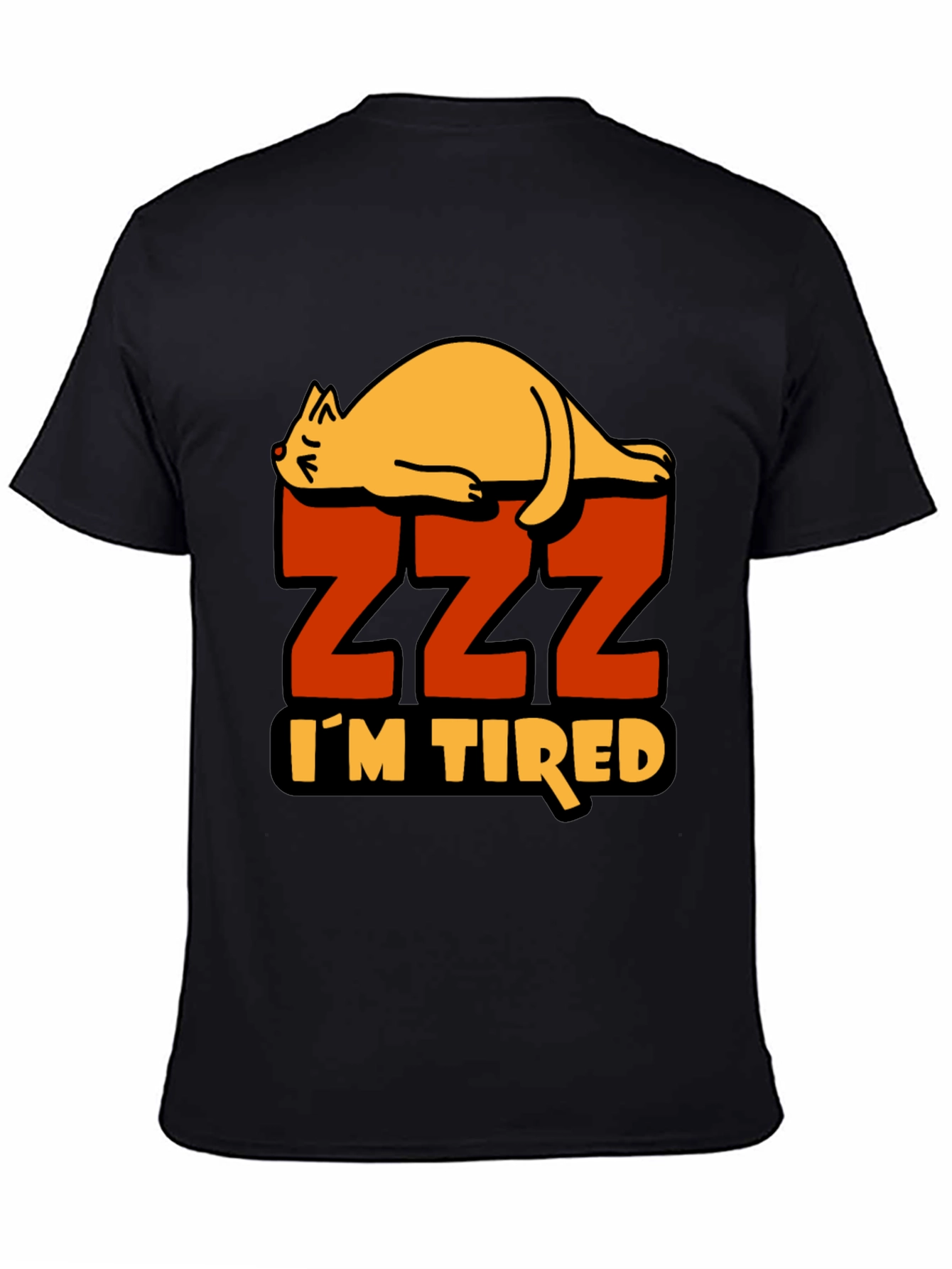 Black I'm Tired Cat Zzz T-Shirt - Sleepy Lazy Funny Tee view 4