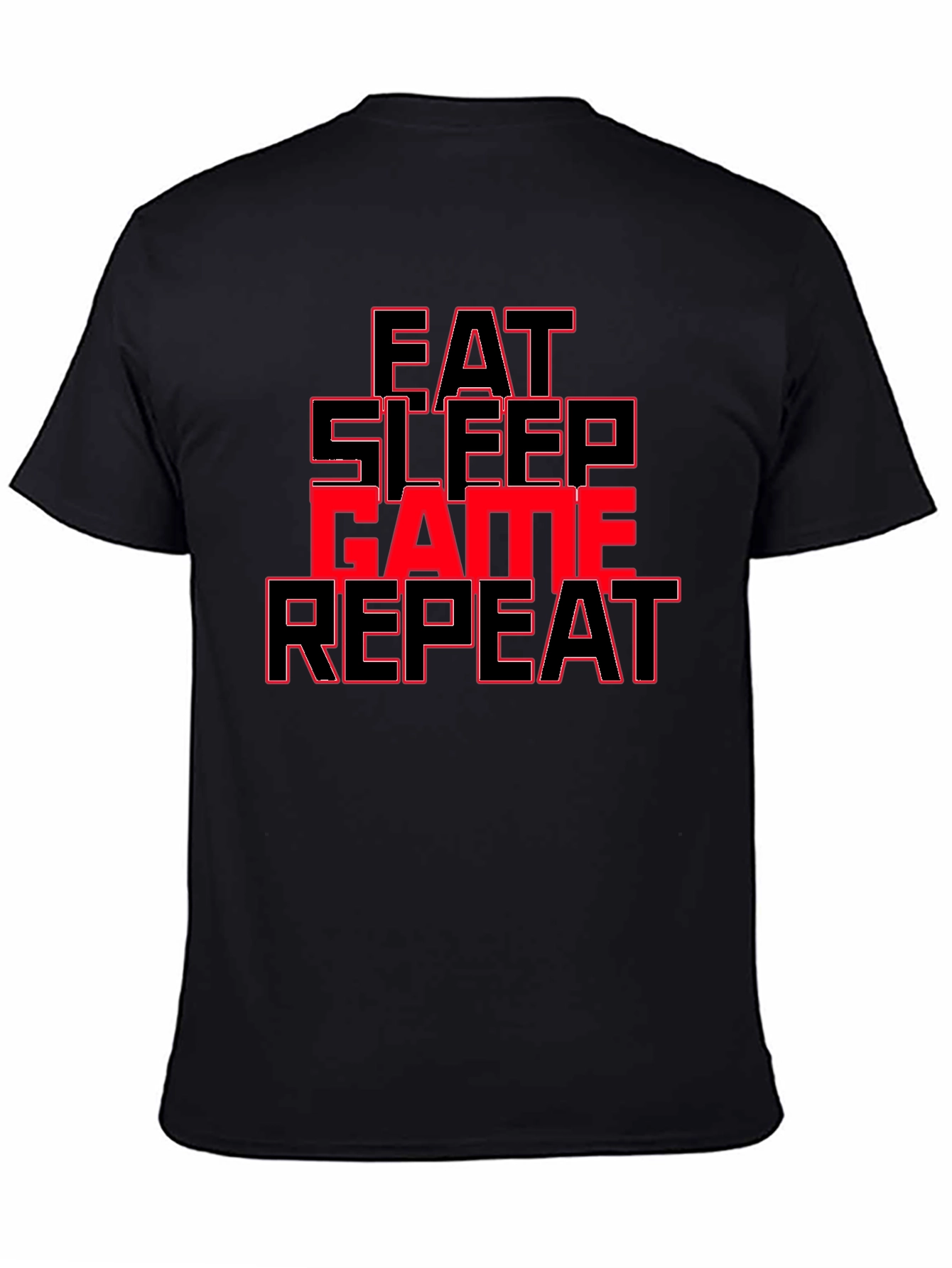 Black Eat Sleep Game Repeat Graphic Tee view 4