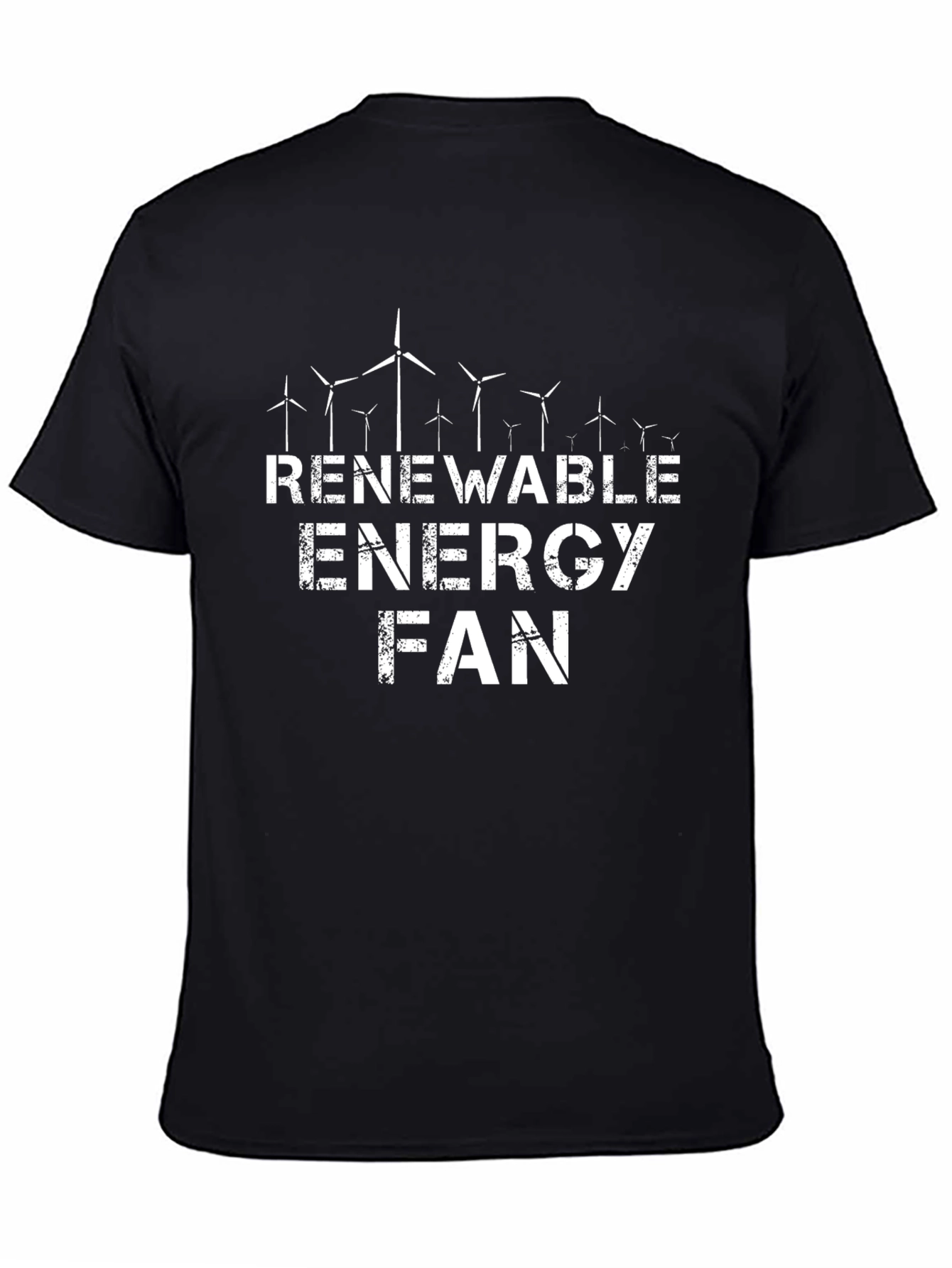 Black Renewable Energy Fan T-Shirt Black Crew Neck view 4