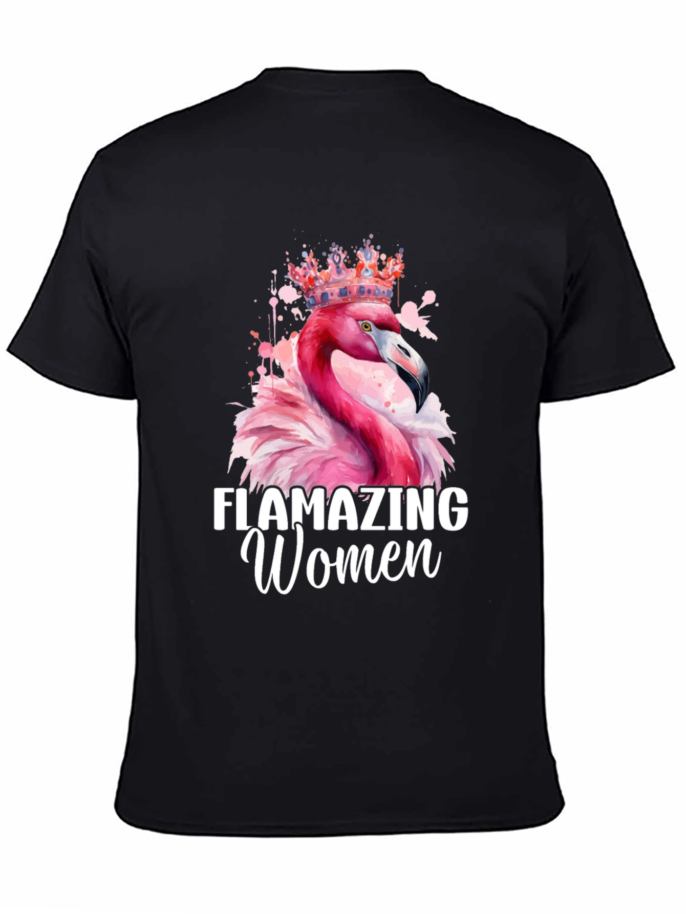 Black Flamazing Women T-Shirt - Flamingo Queen Tee view 4