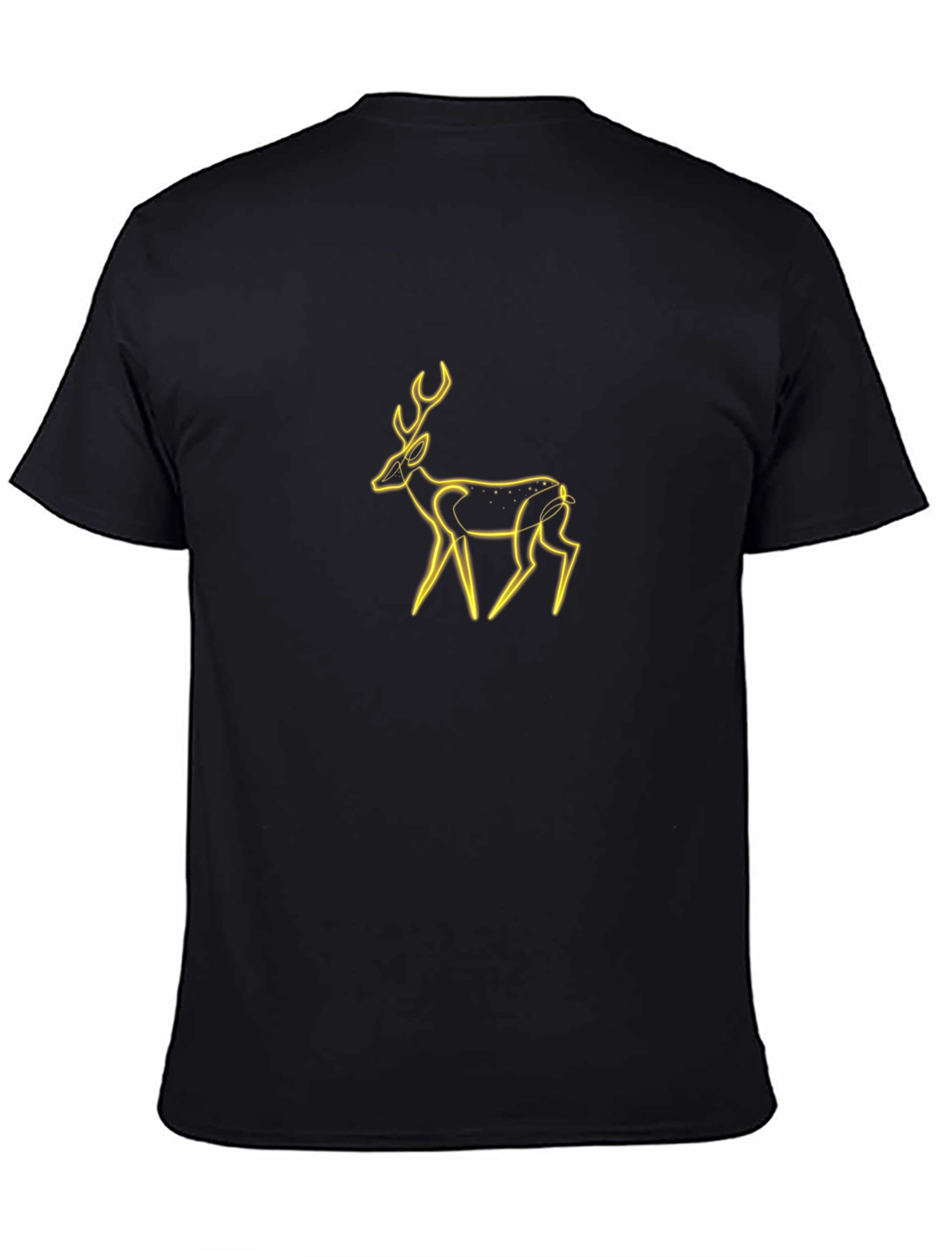 Black Neon Deer Graphic Black T-Shirt view 4