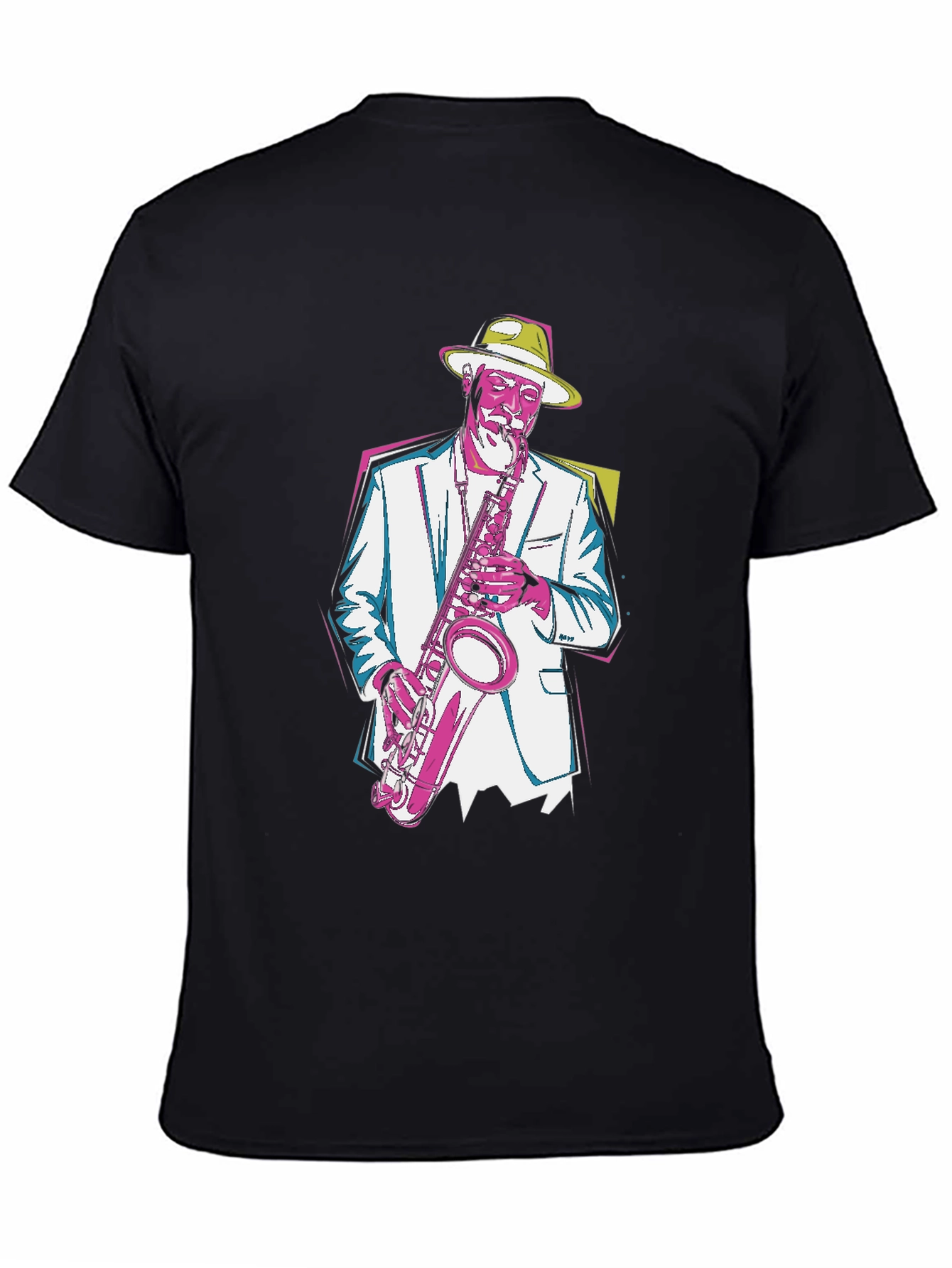 Black Jazz Saxophone Graphic T-Shirt - Cool Music Tee view 4