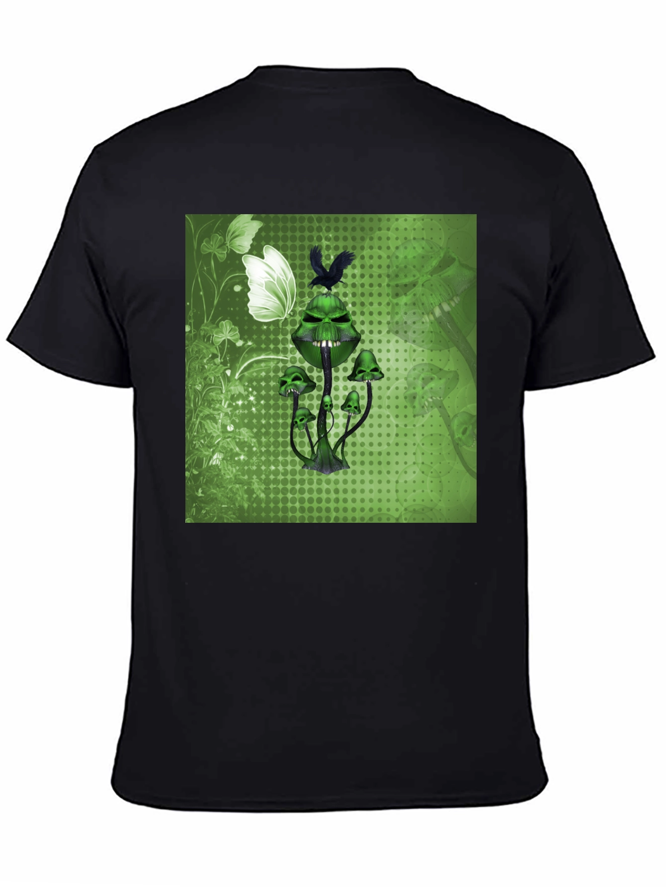 Black Grim Green Mushroom Graphic Tee - Edgy & Unique view 4