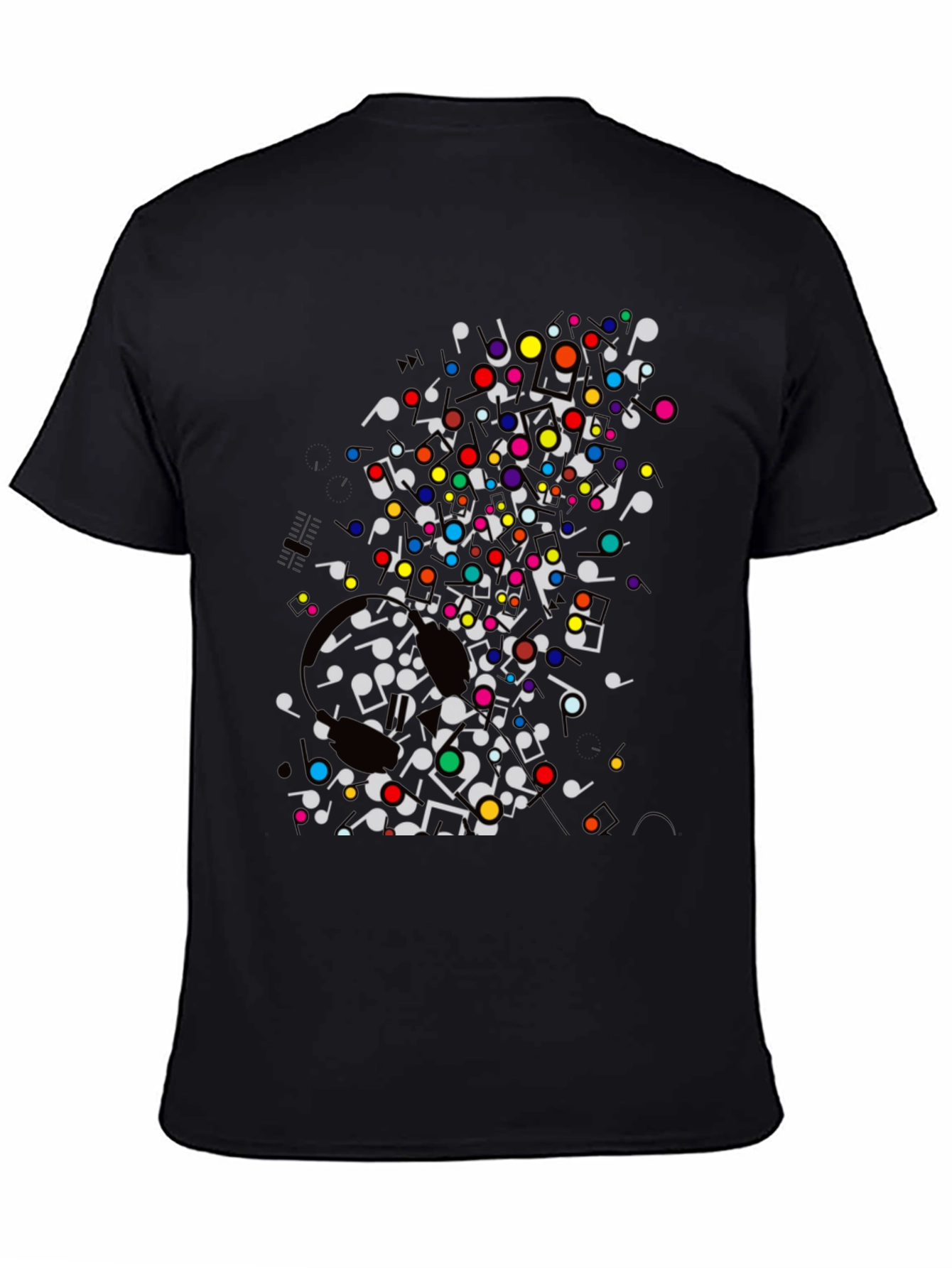 Black Musical Notes T-Shirt - Colorful Graphic Tee view 4
