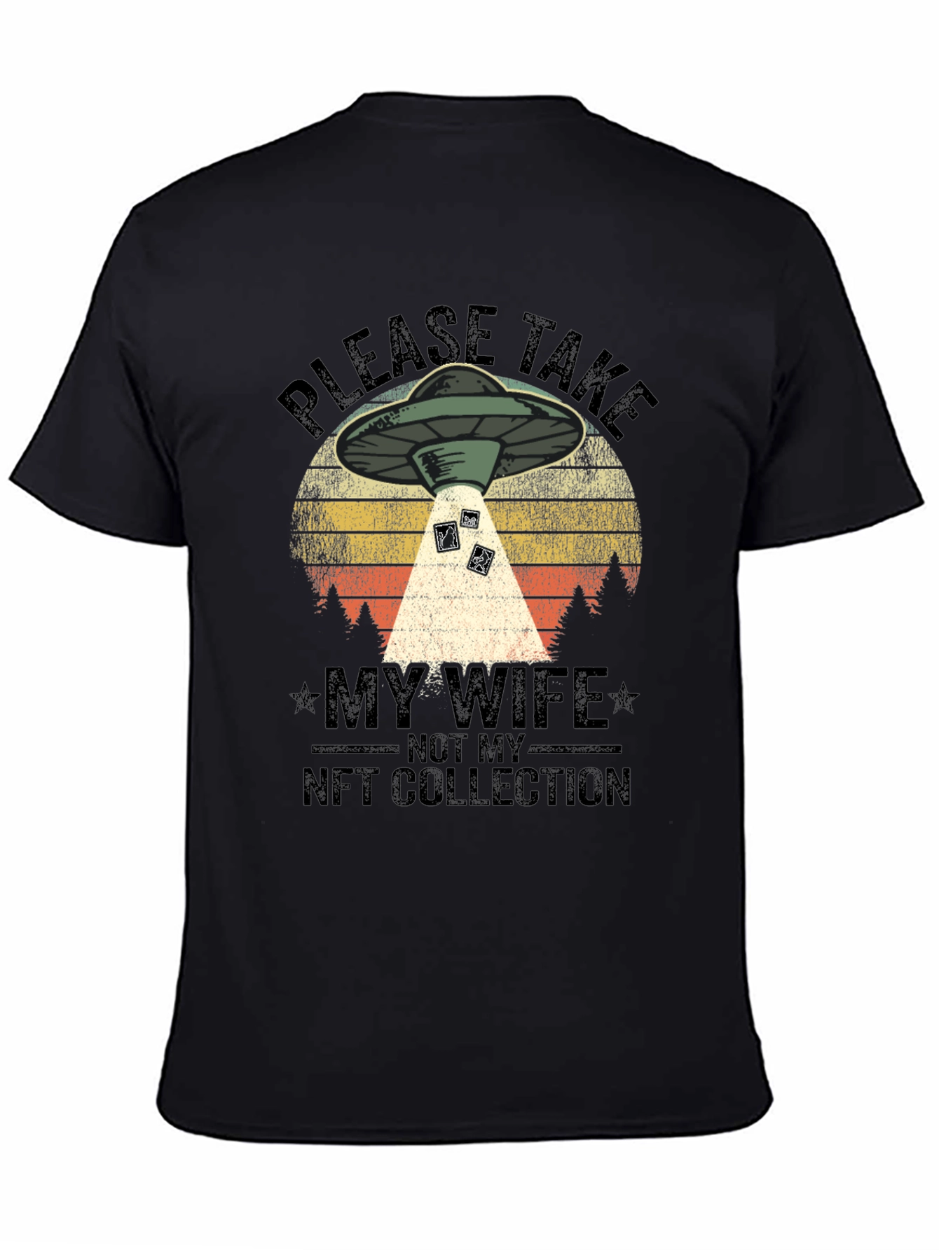 Black Funny Alien Abduction NFT Collection T-Shirt view 4