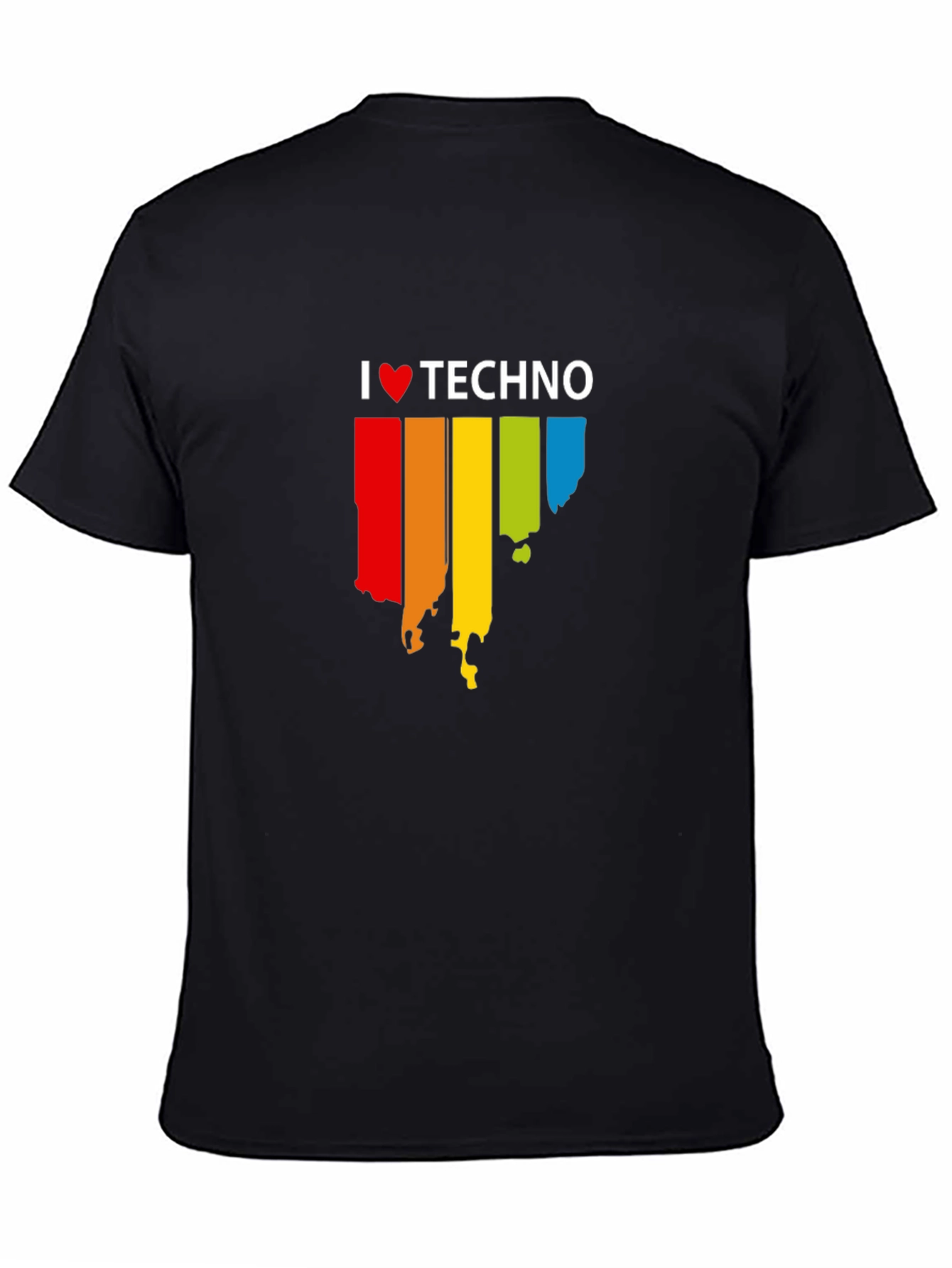 Black I Love Techno Graphic Black T-Shirt view 4