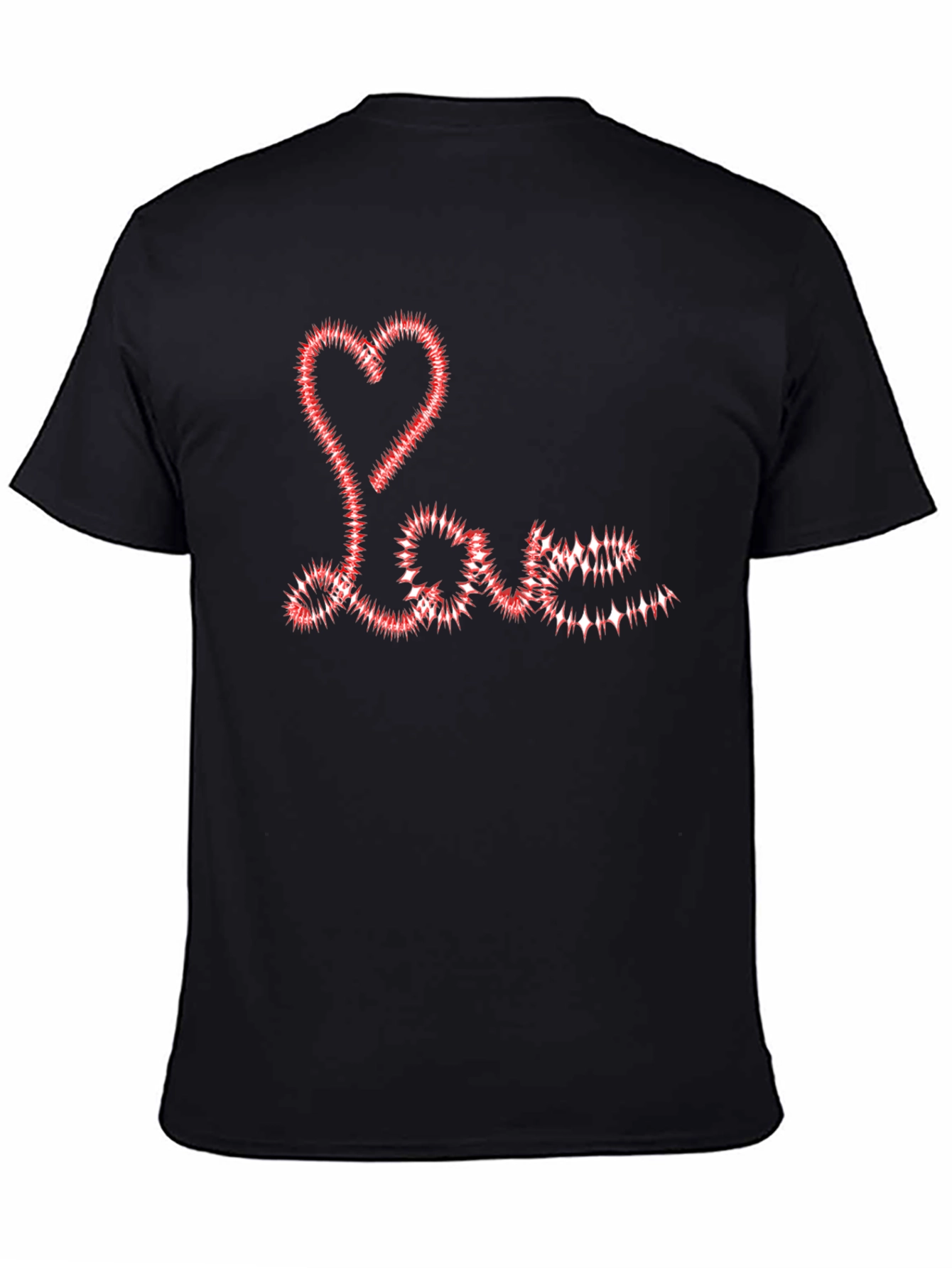 Black Love Heart Graphic Black T-Shirt view 4