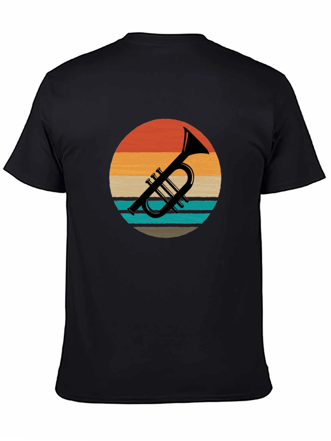 Black Vintage Trumpet Sunset Graphic Tee view 4