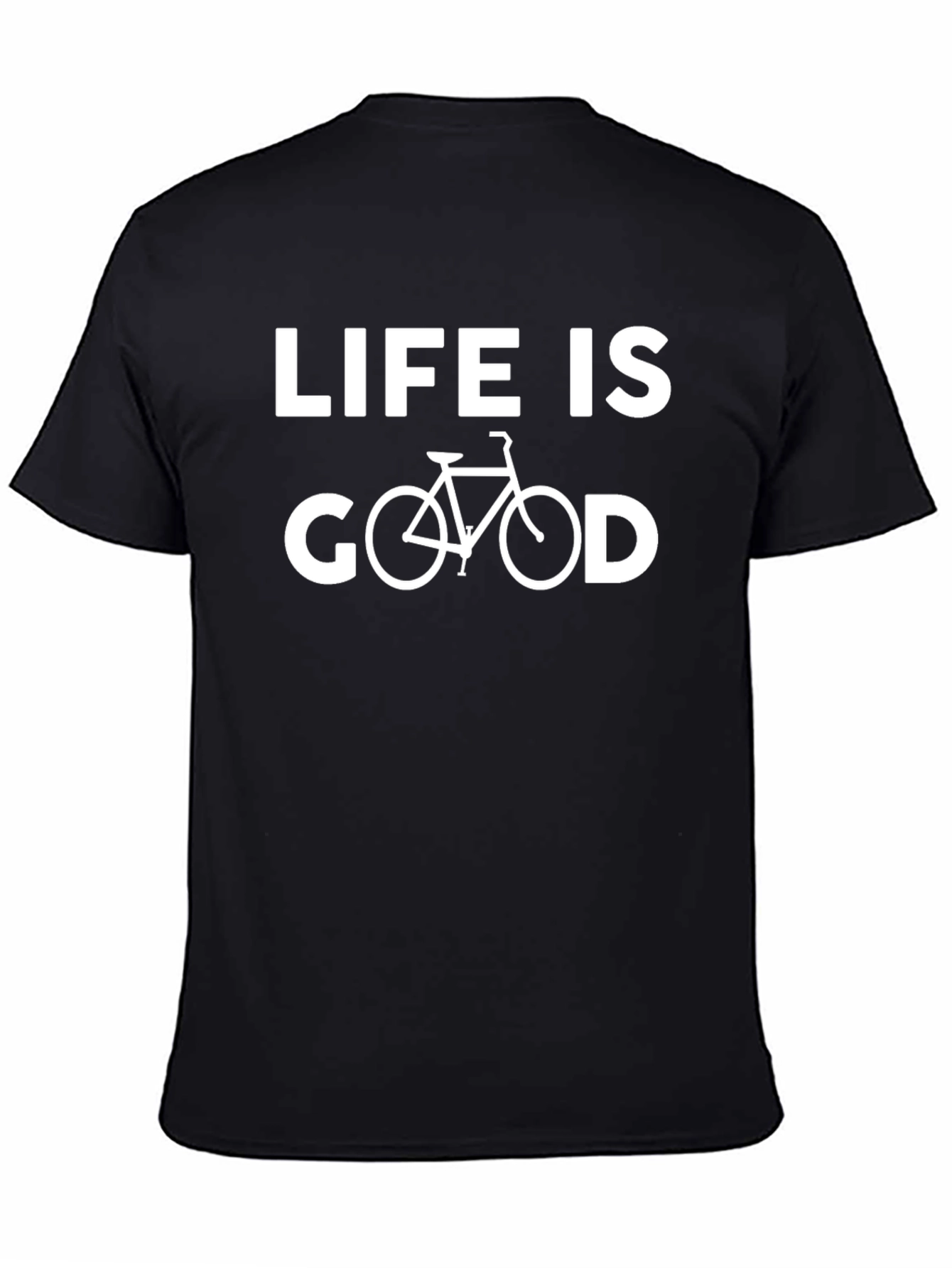 Black Life is Good Bicycle T-Shirt - Black Casual Tee view 4