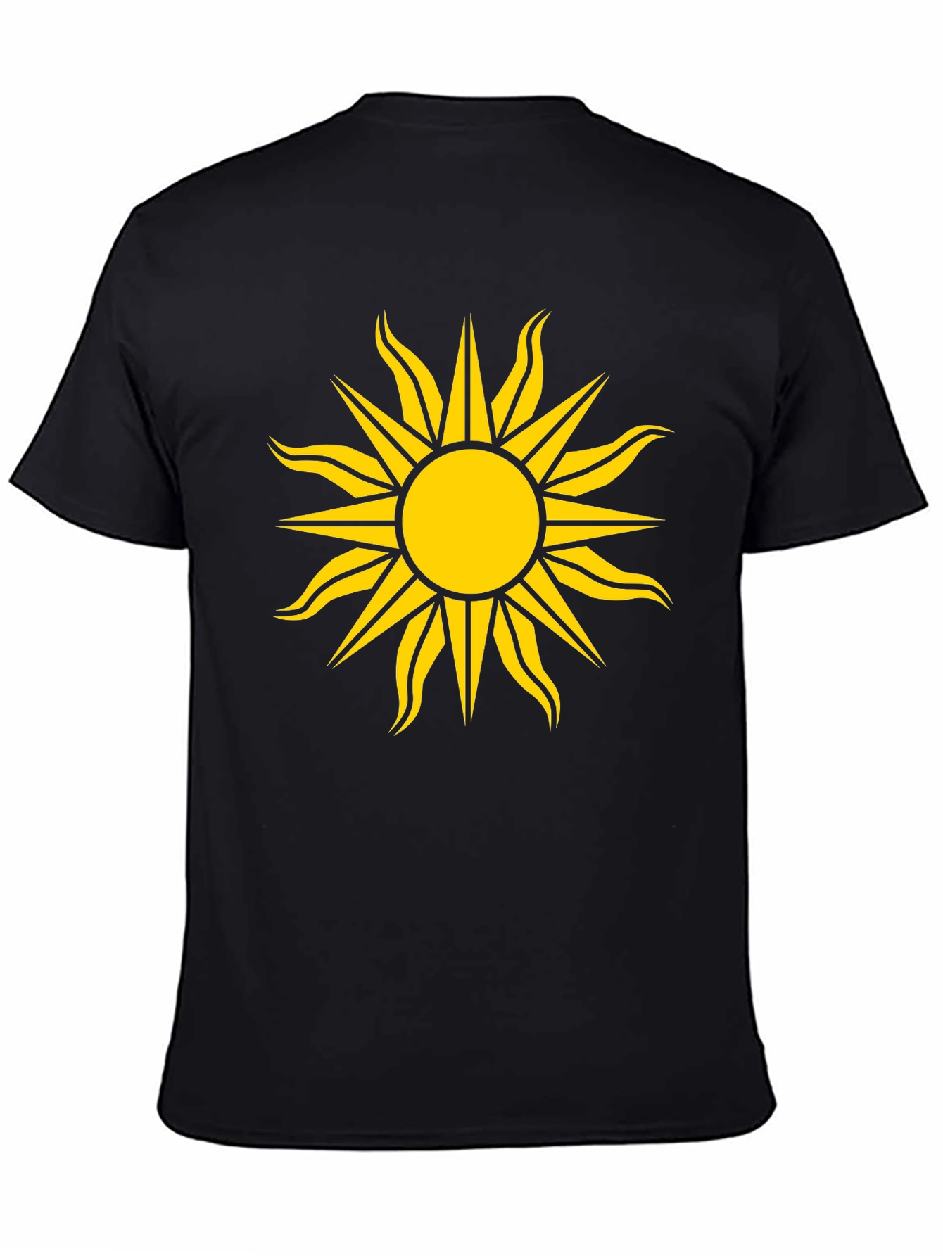Black Black Tee with Bold Yellow Sun Design view 4