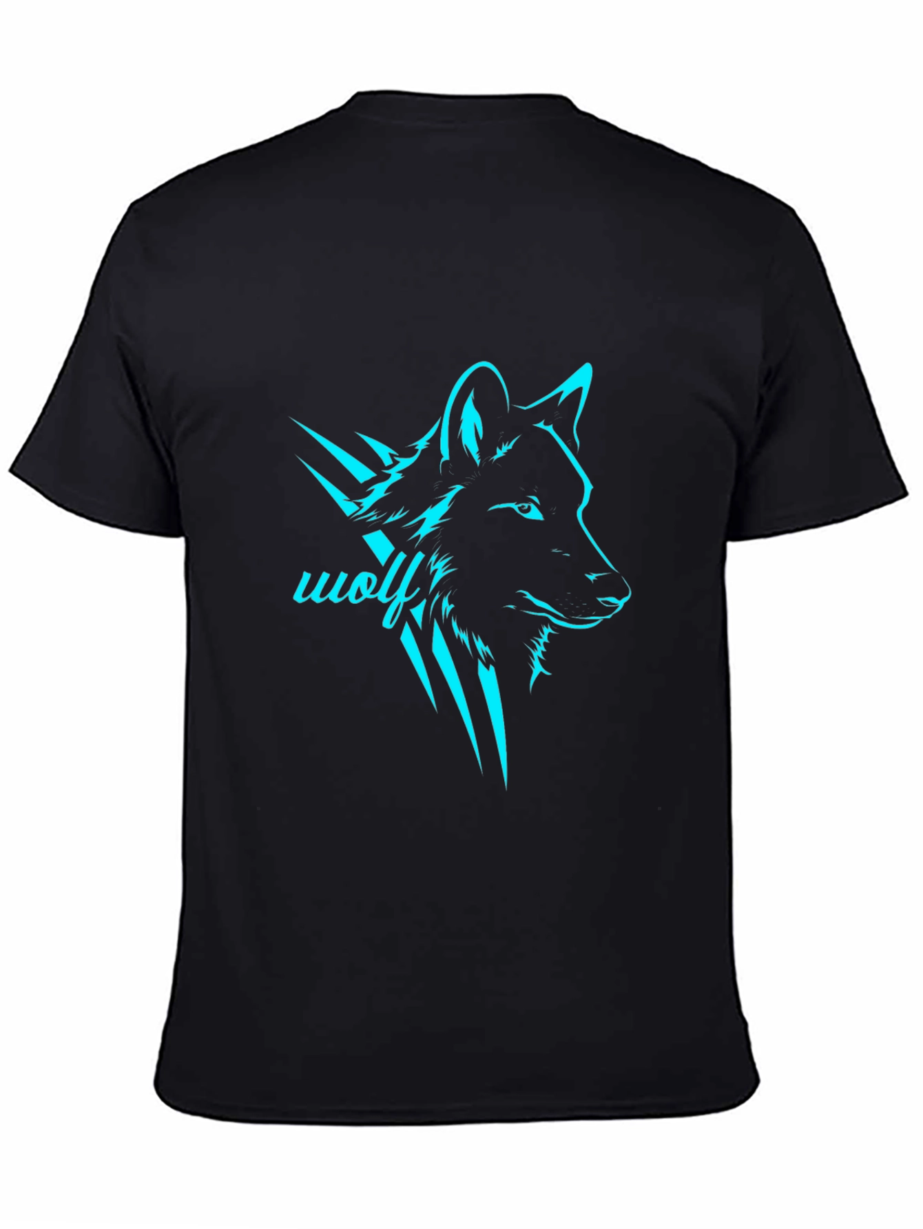 Black Men's Black Wolf Graphic T-Shirt view 4