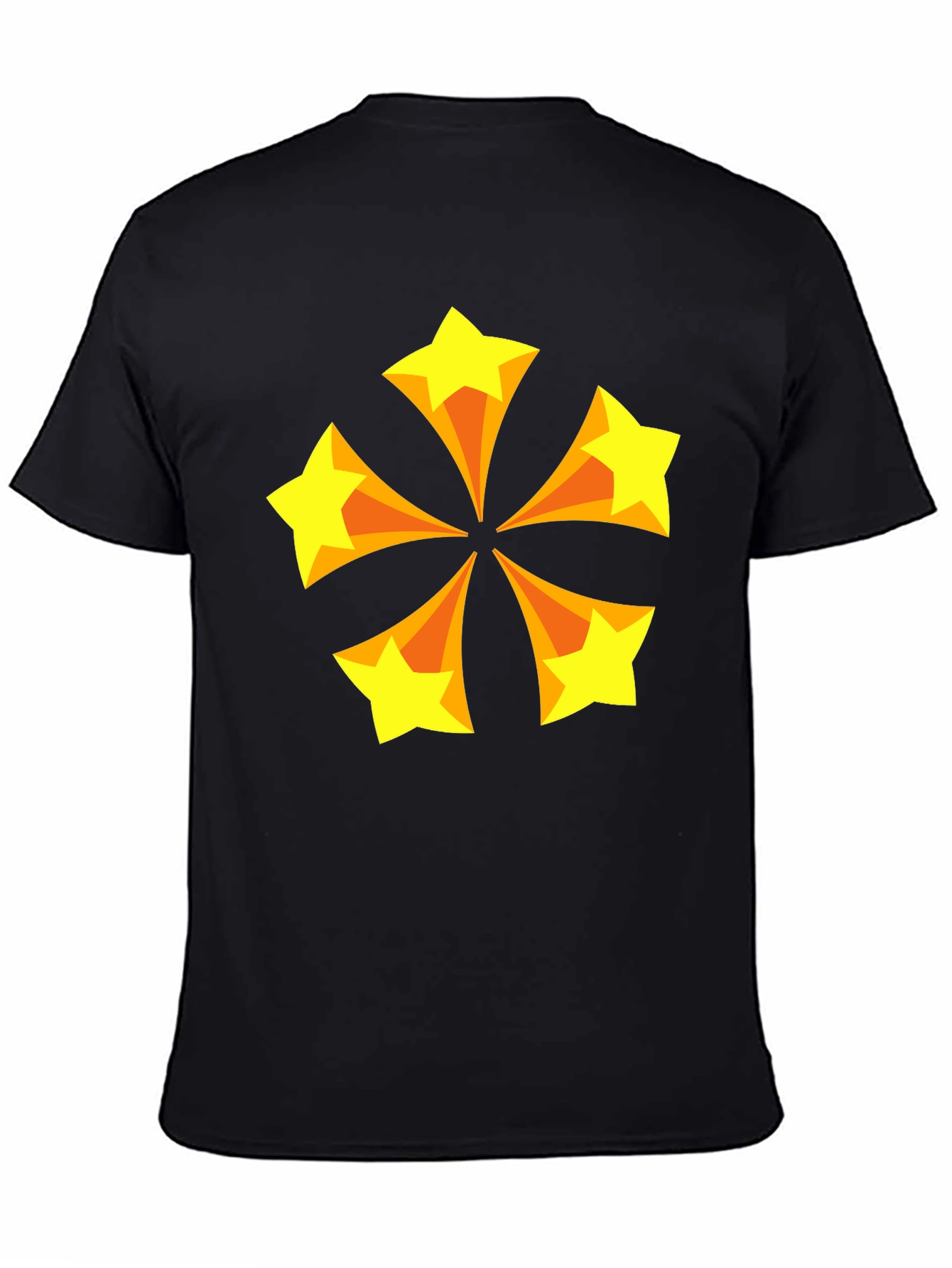 Black Retro Starburst Graphic Tee - Black Cotton Blend T-Shirt view 4