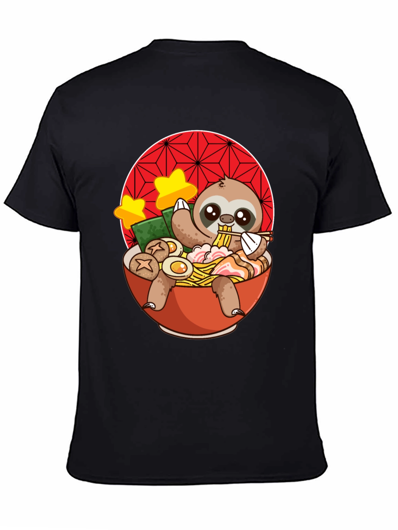 Black Sloth Ramen T-Shirt - Cute Japanese Noodles view 4