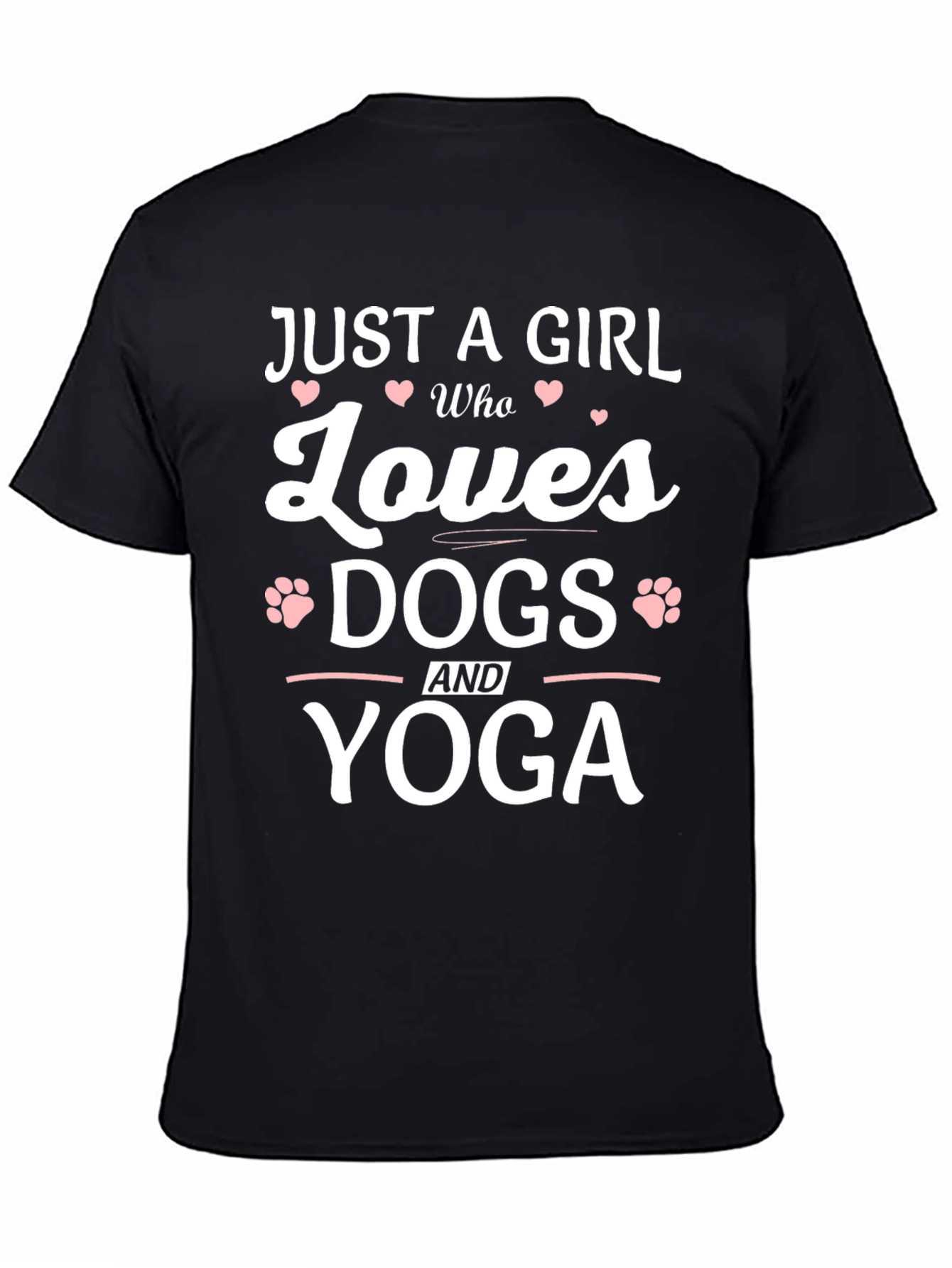 Black Just a Girl Who Loves Dogs and Yoga T-Shirt view 4