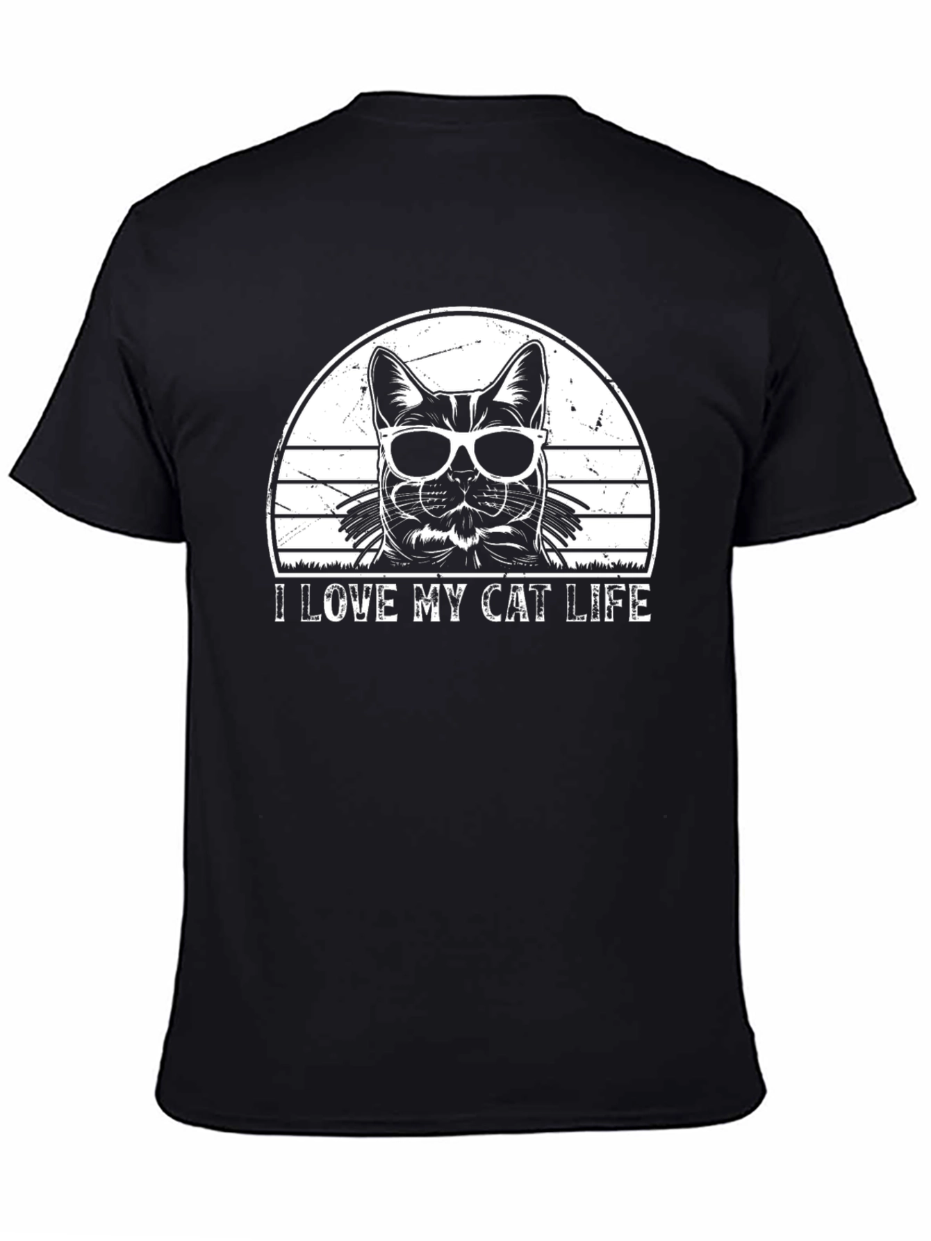 Black I Love My Cat Life Black T-Shirt view 4