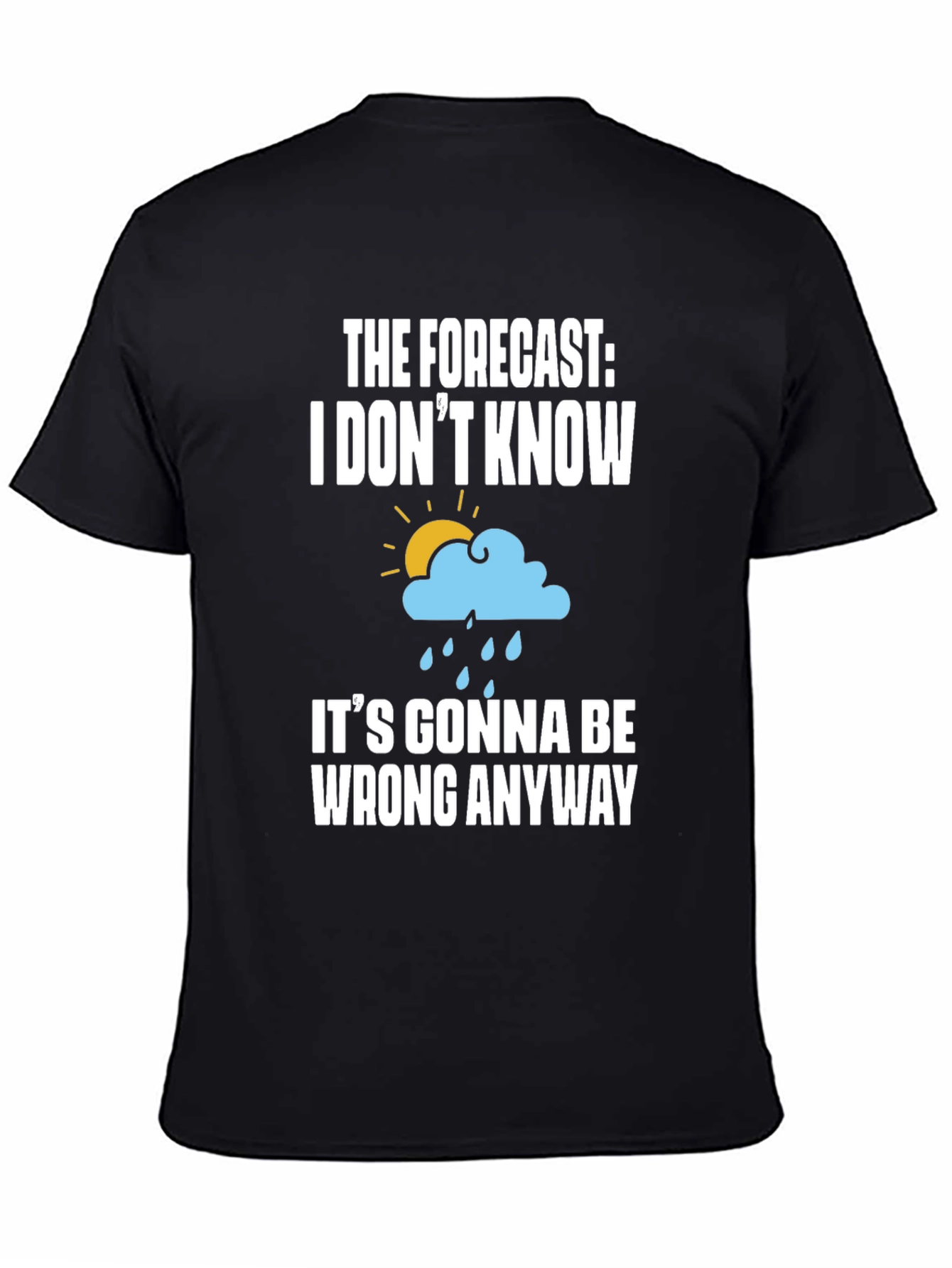 Black Funny Weather Forecast T-Shirt - 'It's Gonna Be Wrong Anyway' view 4