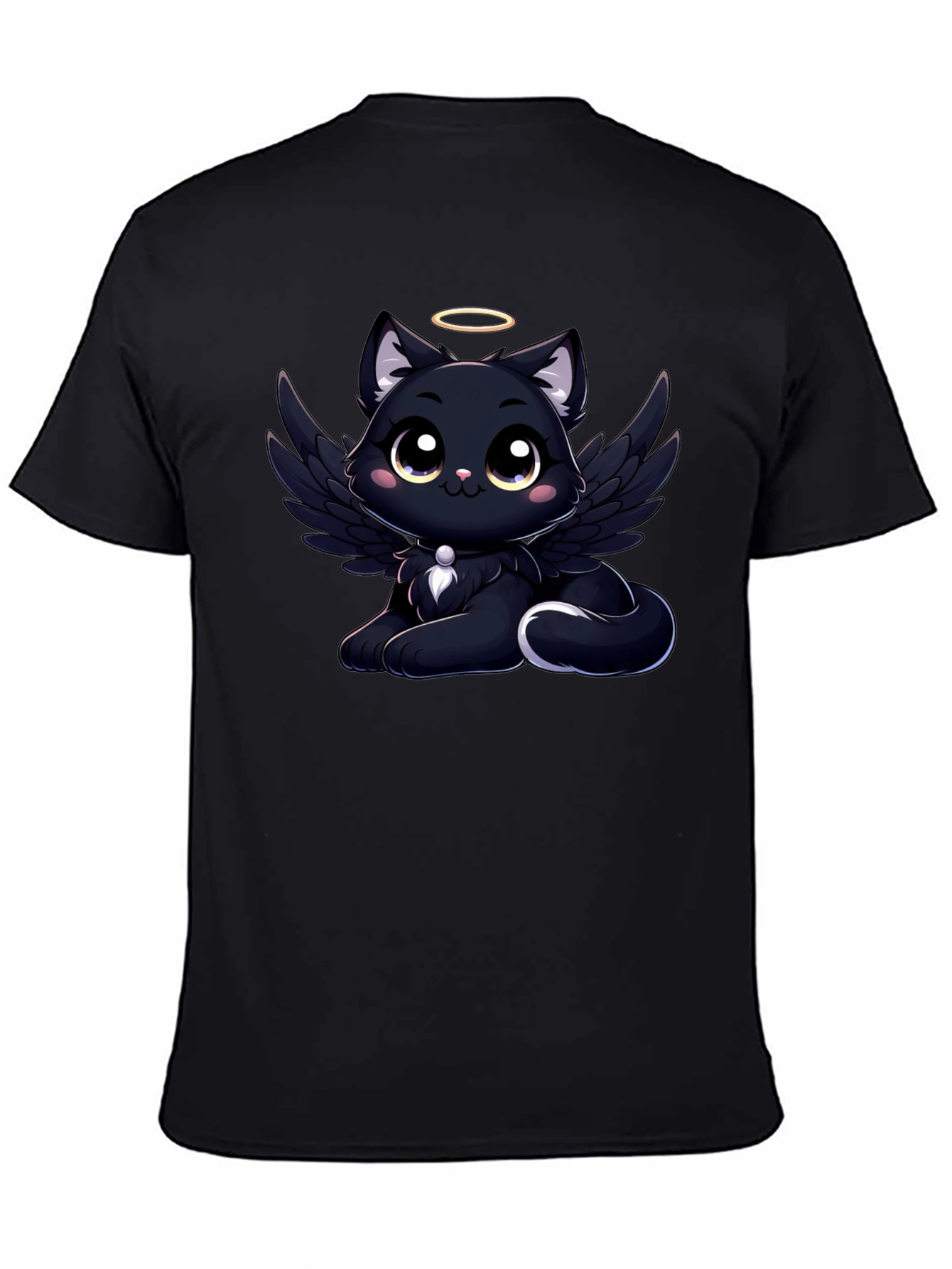 Black Angel Cat Graphic T-Shirt - Soft Cotton Tee view 4