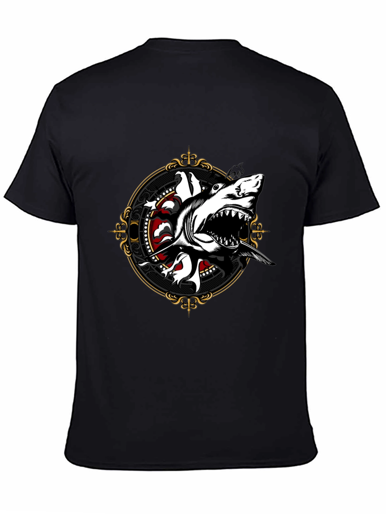 Black Shark Graphic Tee - Black Cotton T-Shirt view 4