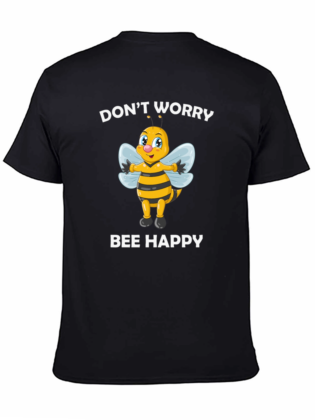 Black Don't Worry Bee Happy Graphic Tee view 4