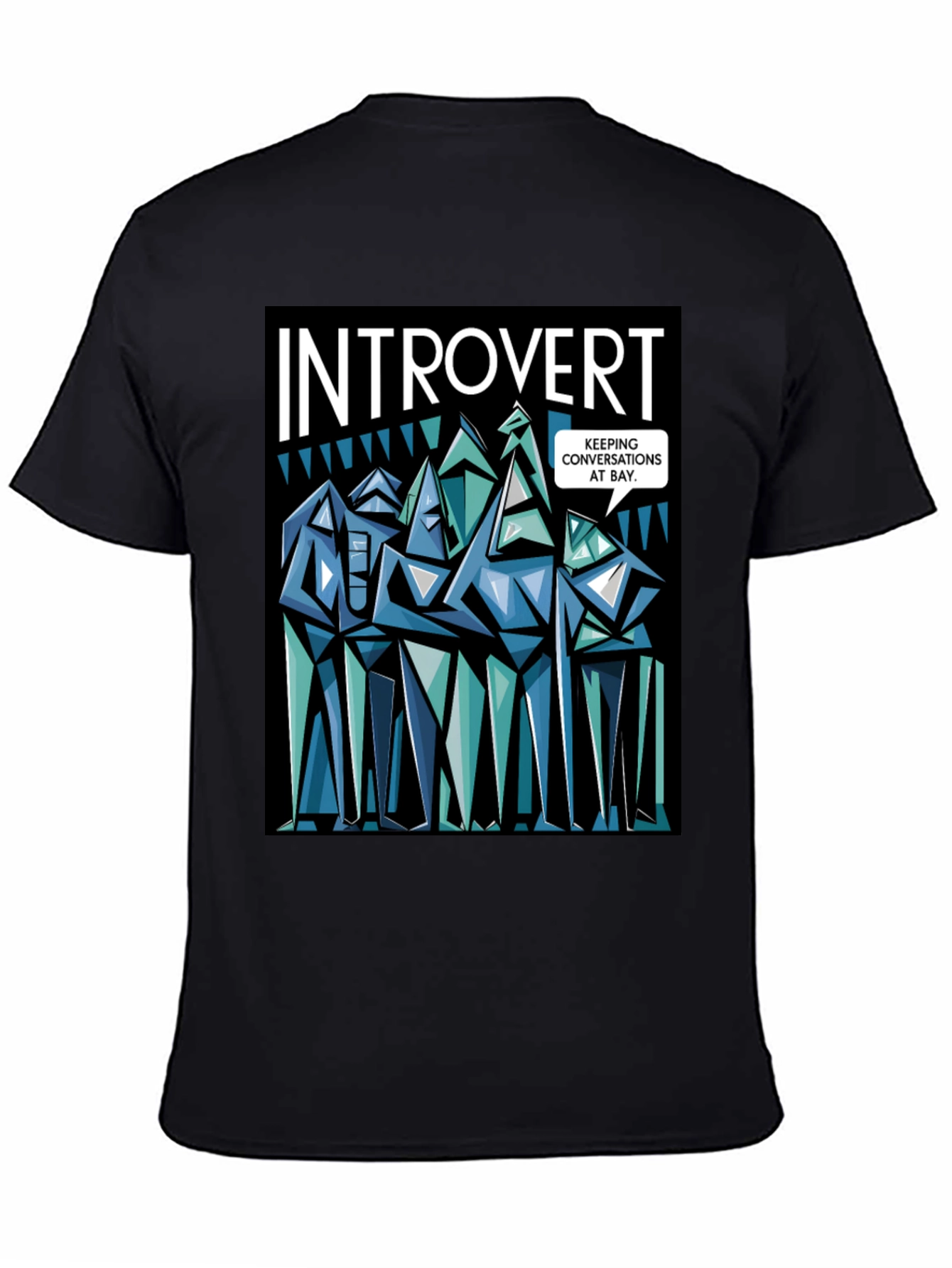 Black Introvert Graphic Novelty T-Shirt view 4