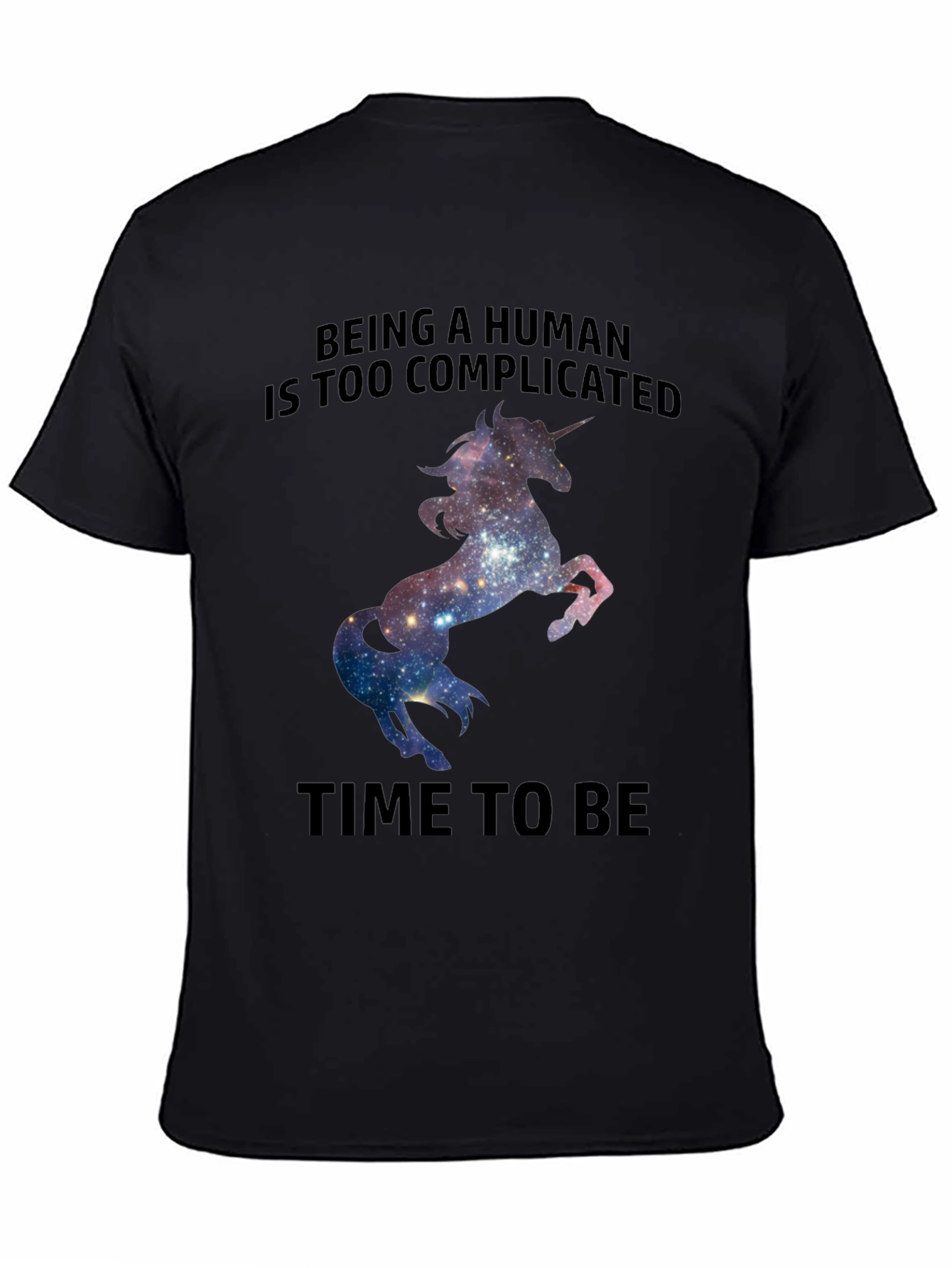Black Unicorn Galaxy T-Shirt - Complicated Human Humor Tee view 4