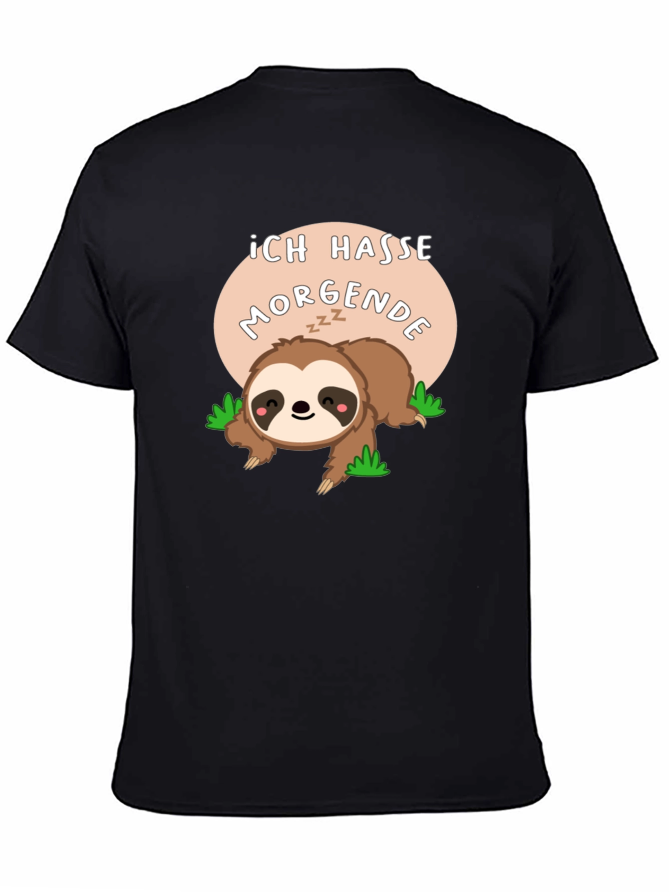 Black Ich Hasse Morgende Sloth Graphic Tee - Black view 4