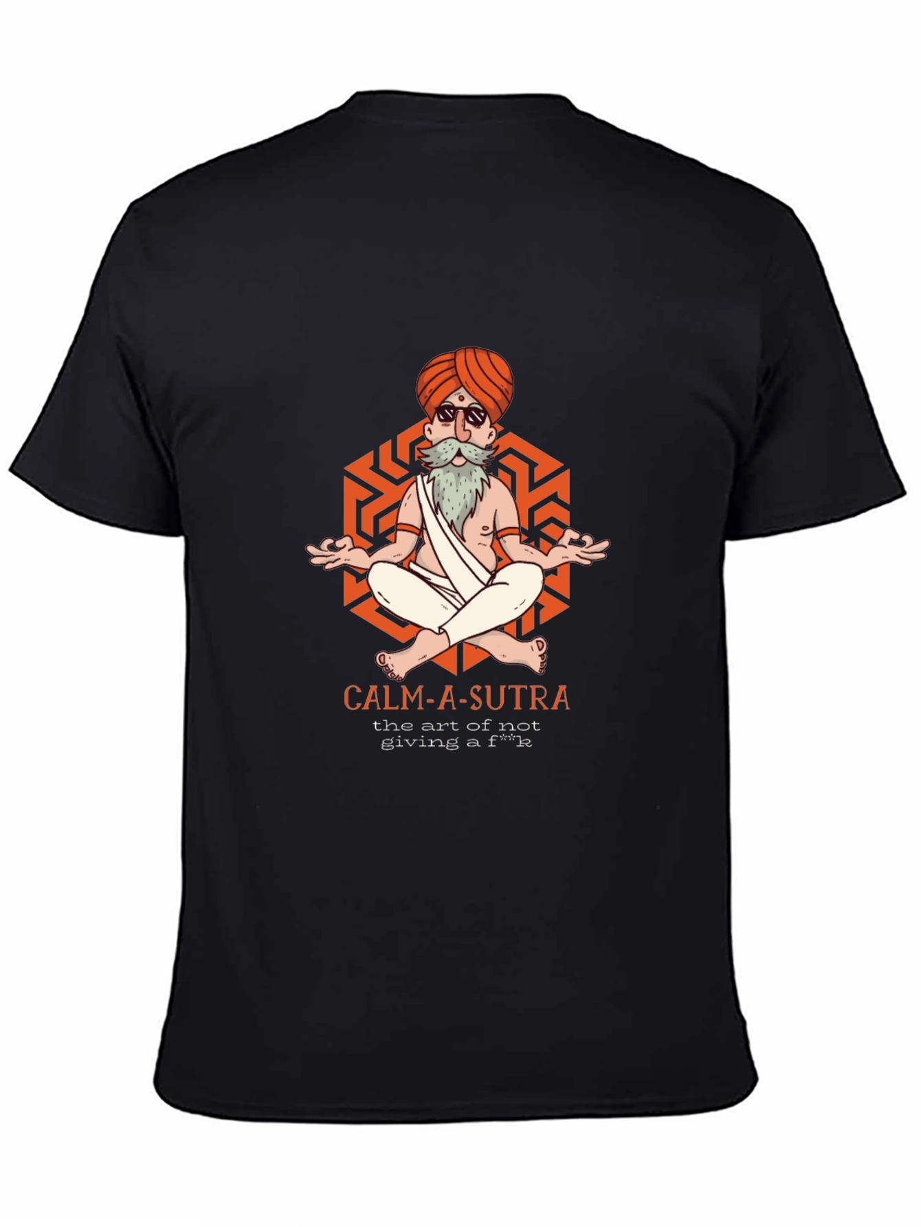 Black Calm-A-Sutra Graphic T-Shirt - Yoga Meditation Humor view 4
