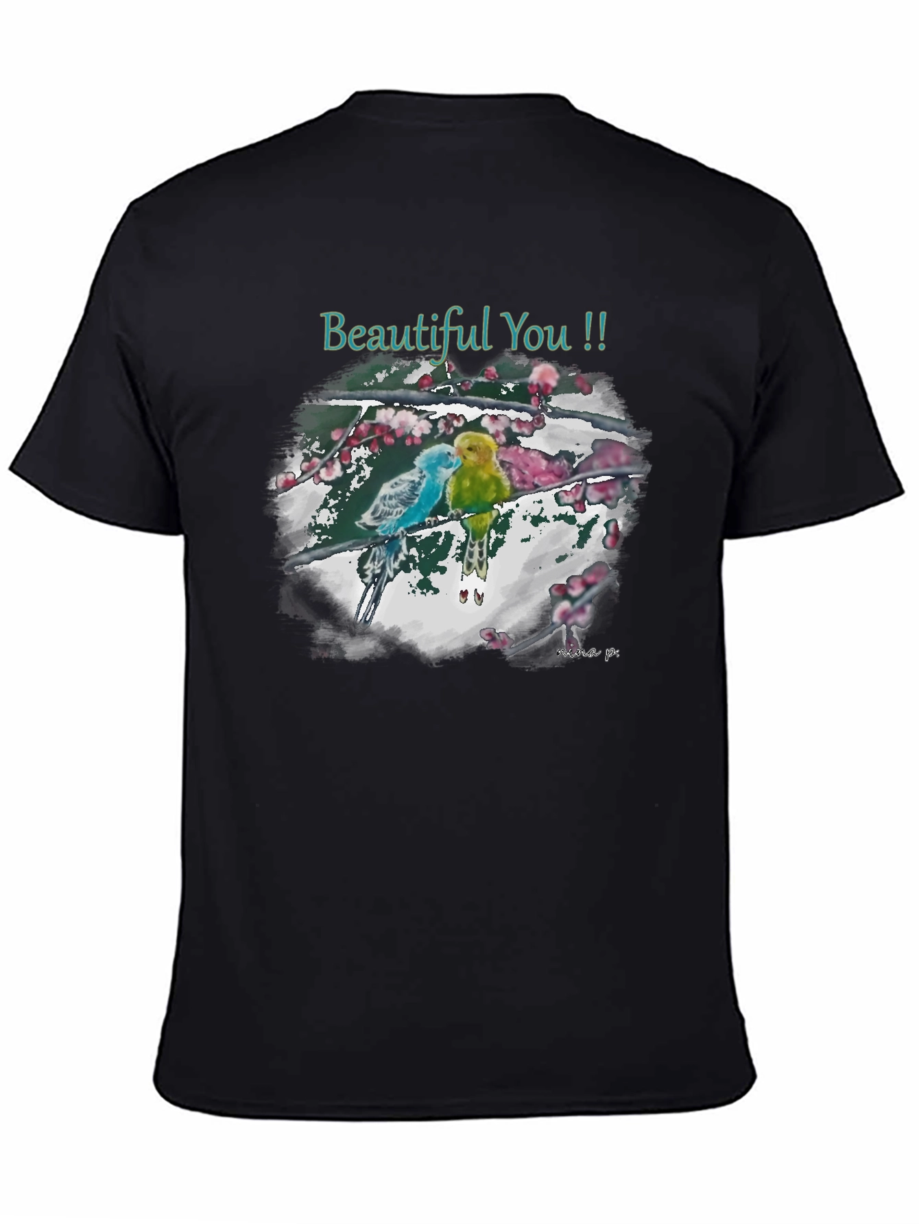 Black Beautiful You Bird Art T-Shirt view 4