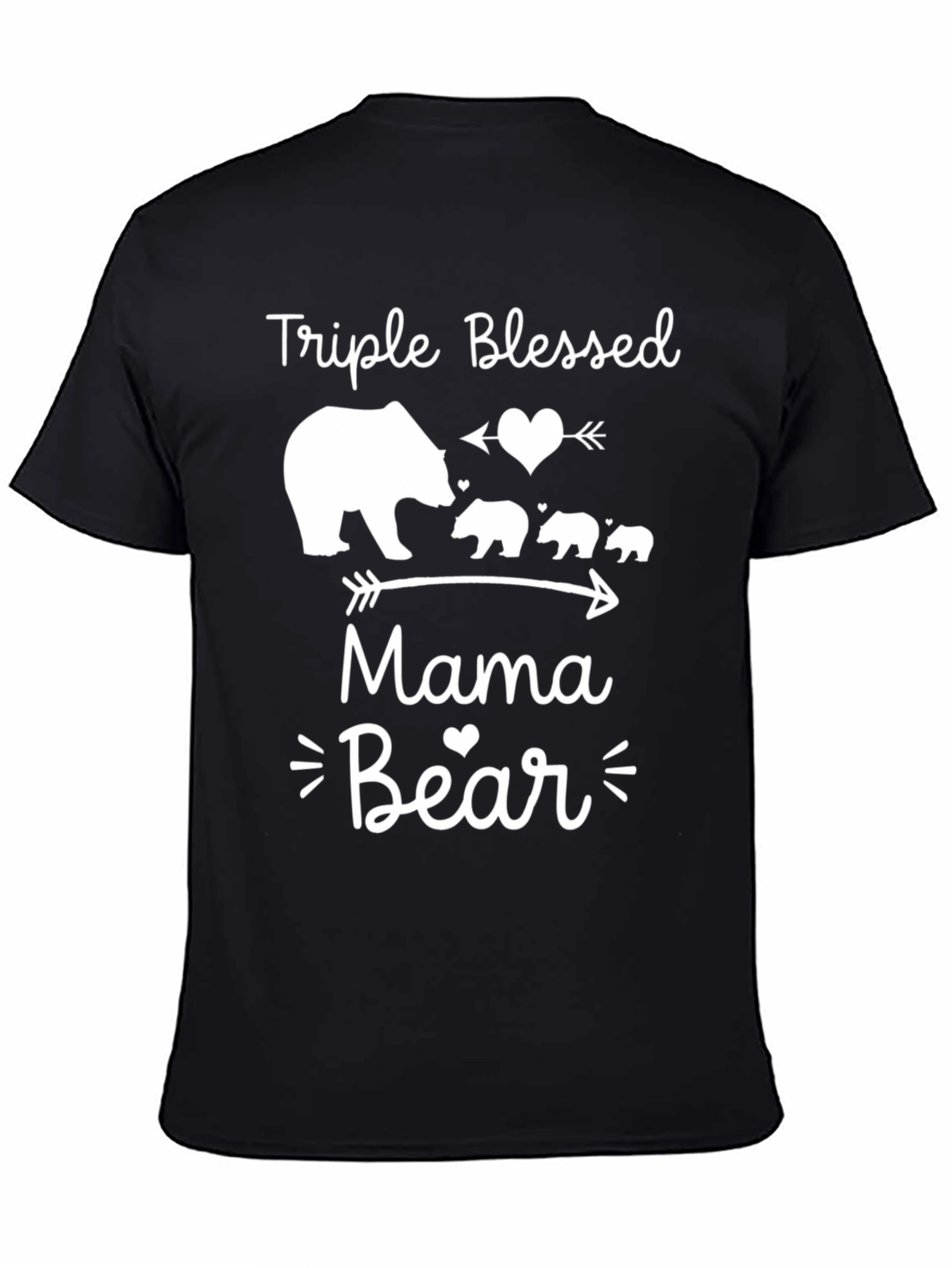 Black Triple Blessed Mama Bear T-Shirt view 4