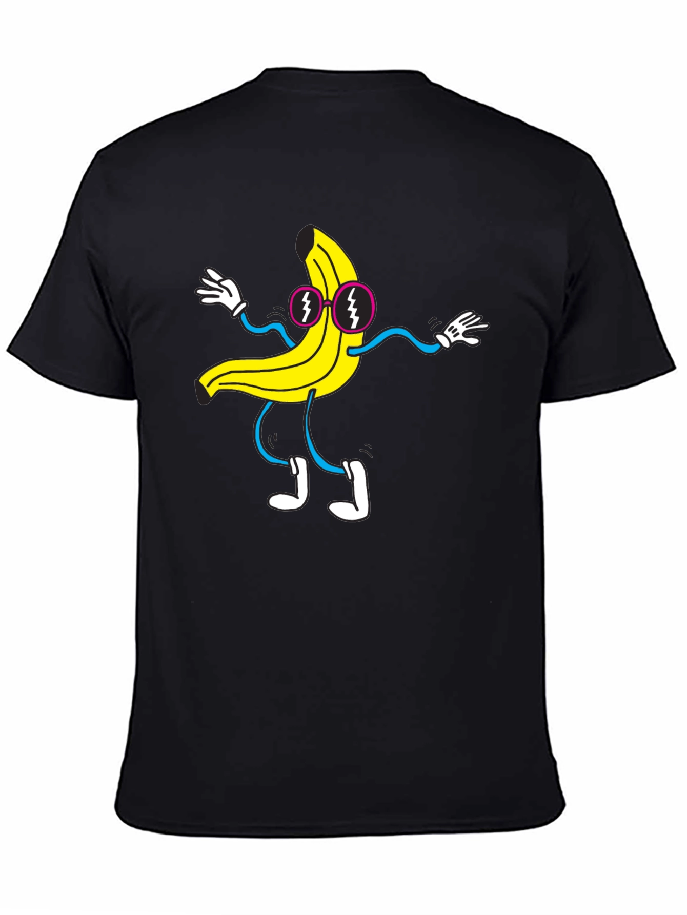 Black Funky Banana Graphic T-Shirt - Black Cotton Tee view 4