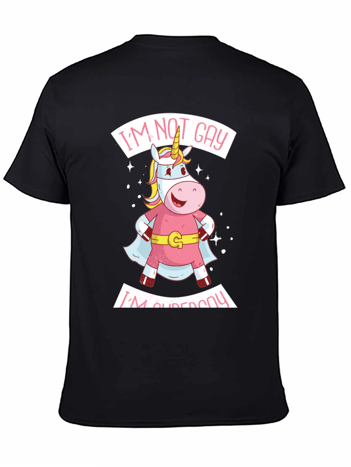 Black I'm Superpony T-Shirt - Unicorn Graphic Tee view 4