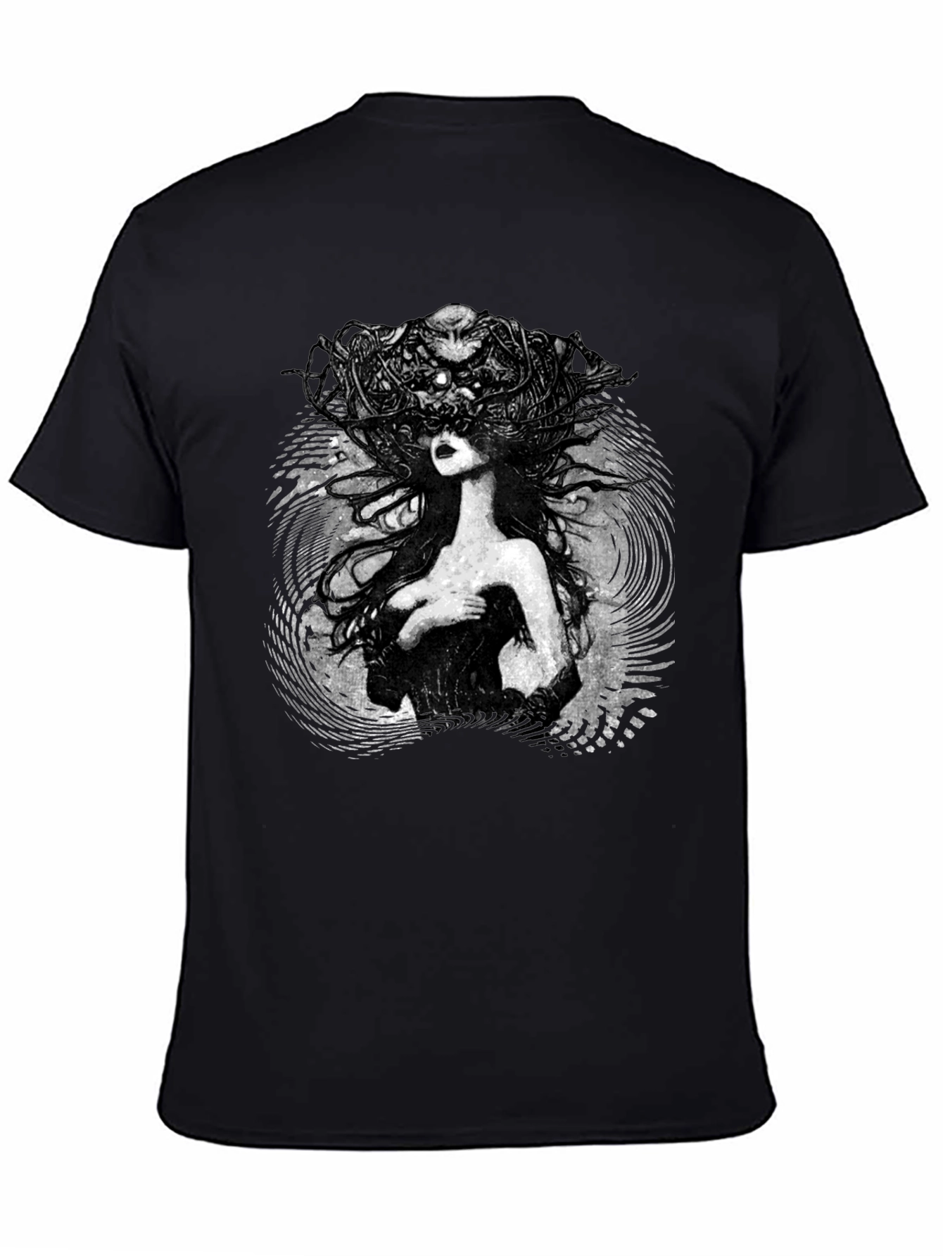 Black Mystic Woman Graphic Tee - Black Cotton T-Shirt view 4