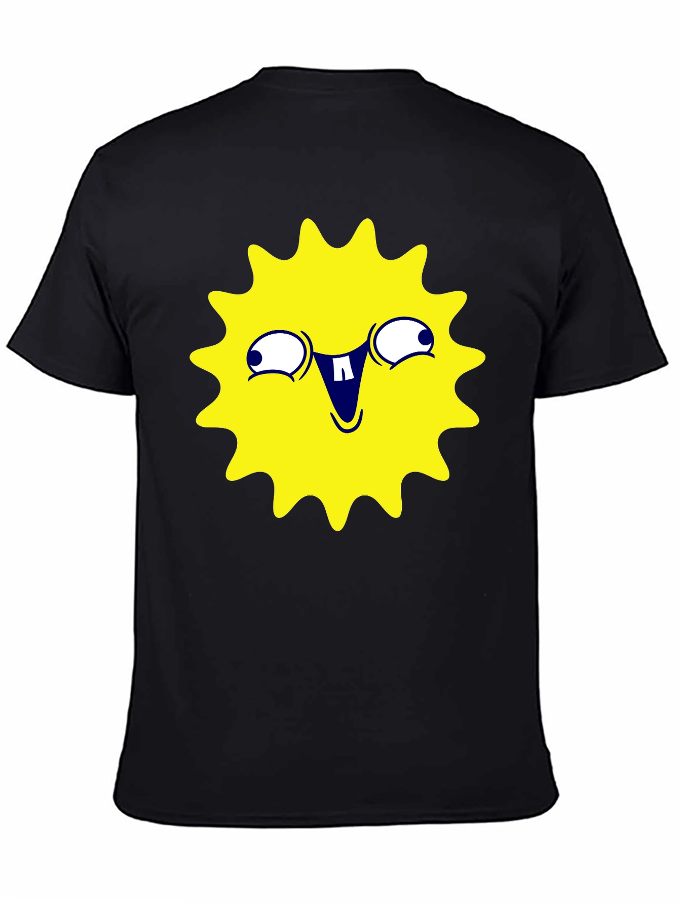 Black Funny Yellow Sun Face Graphic T-Shirt - Black view 4