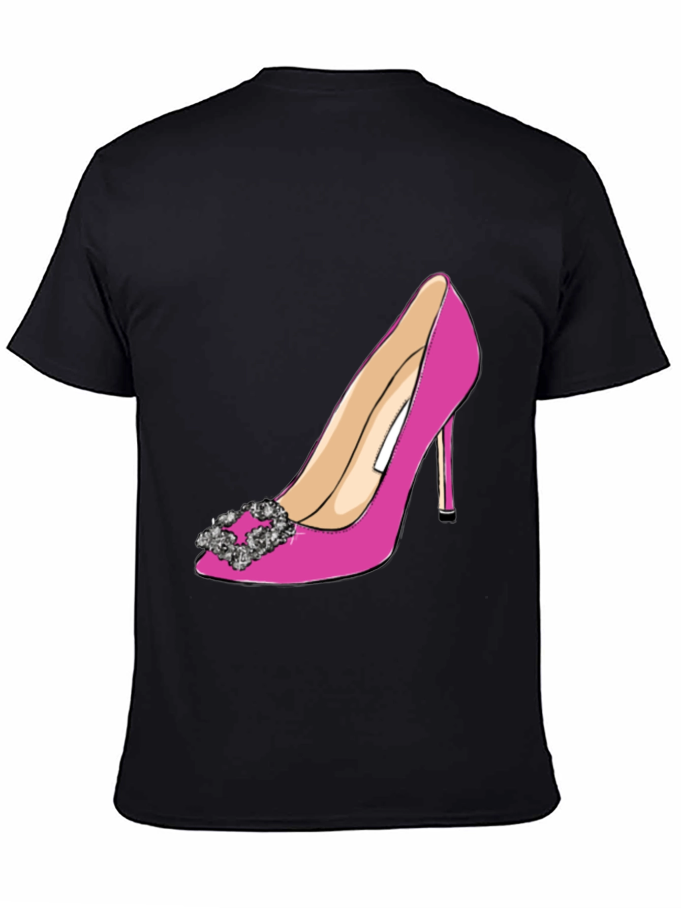 Black Stylish Pink High Heel Shoe Graphic Tee view 4