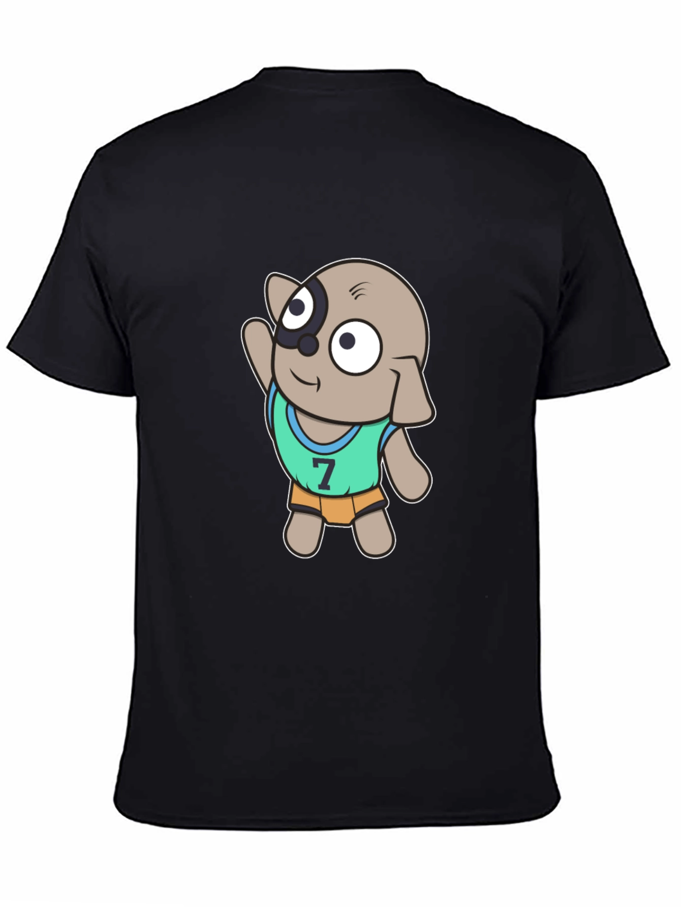 Black Cartoon Dog Sports Jersey T-Shirt view 4