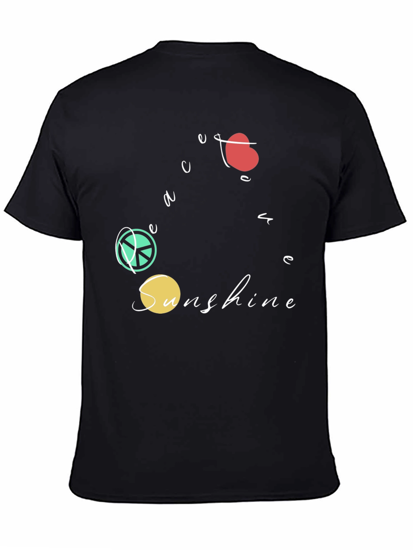 Black Peace Love Sunshine Graphic T-Shirt - Black view 4