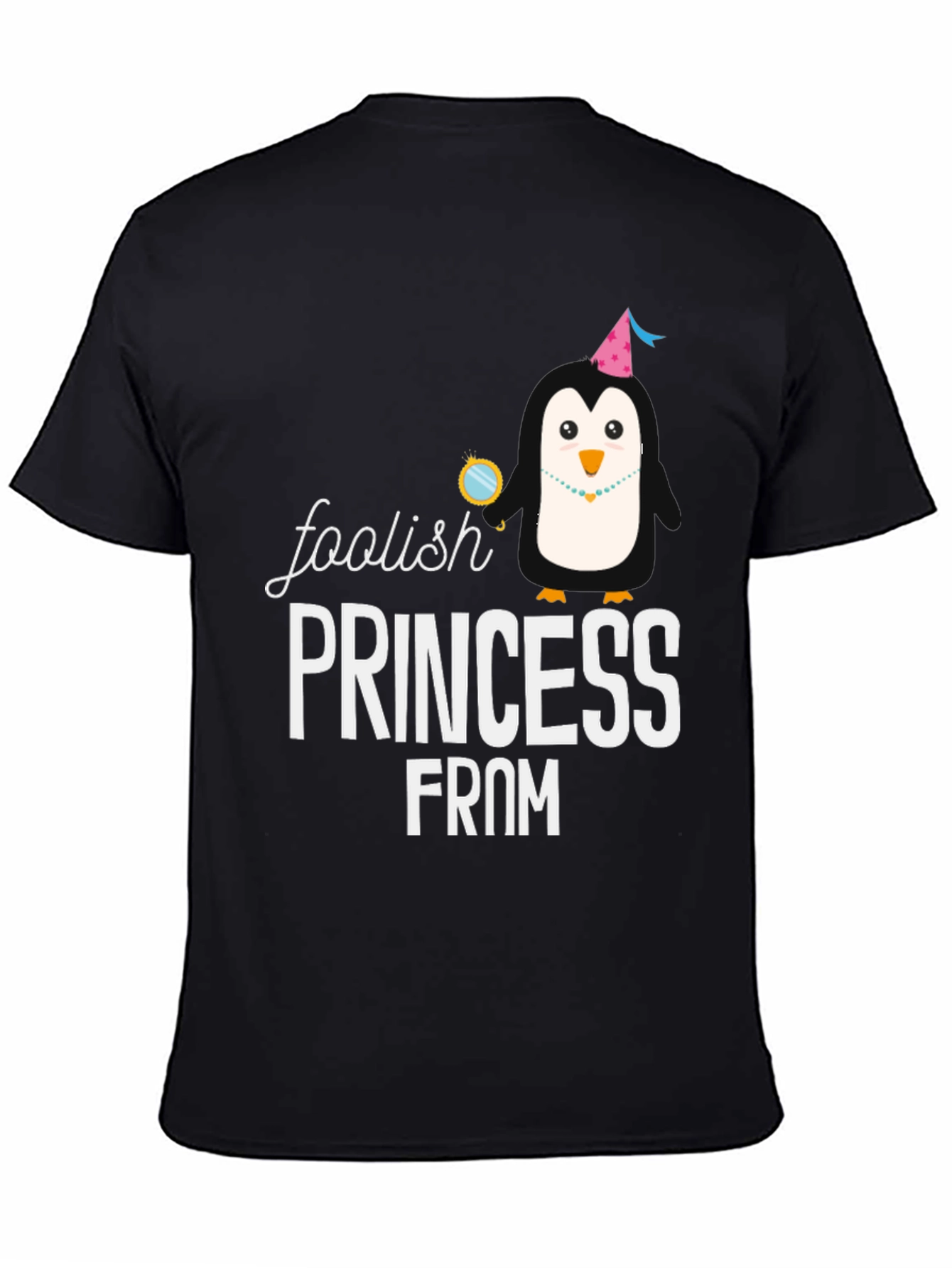 Black Foolish Princess Penguin Graphic T-Shirt view 4