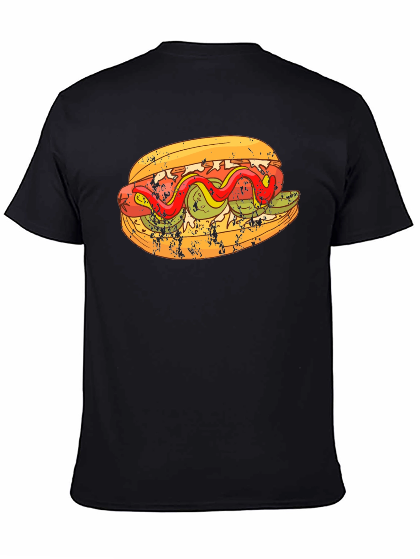 Black Hot Dog Graphic T-Shirt - Foodie Fashion Tee view 4