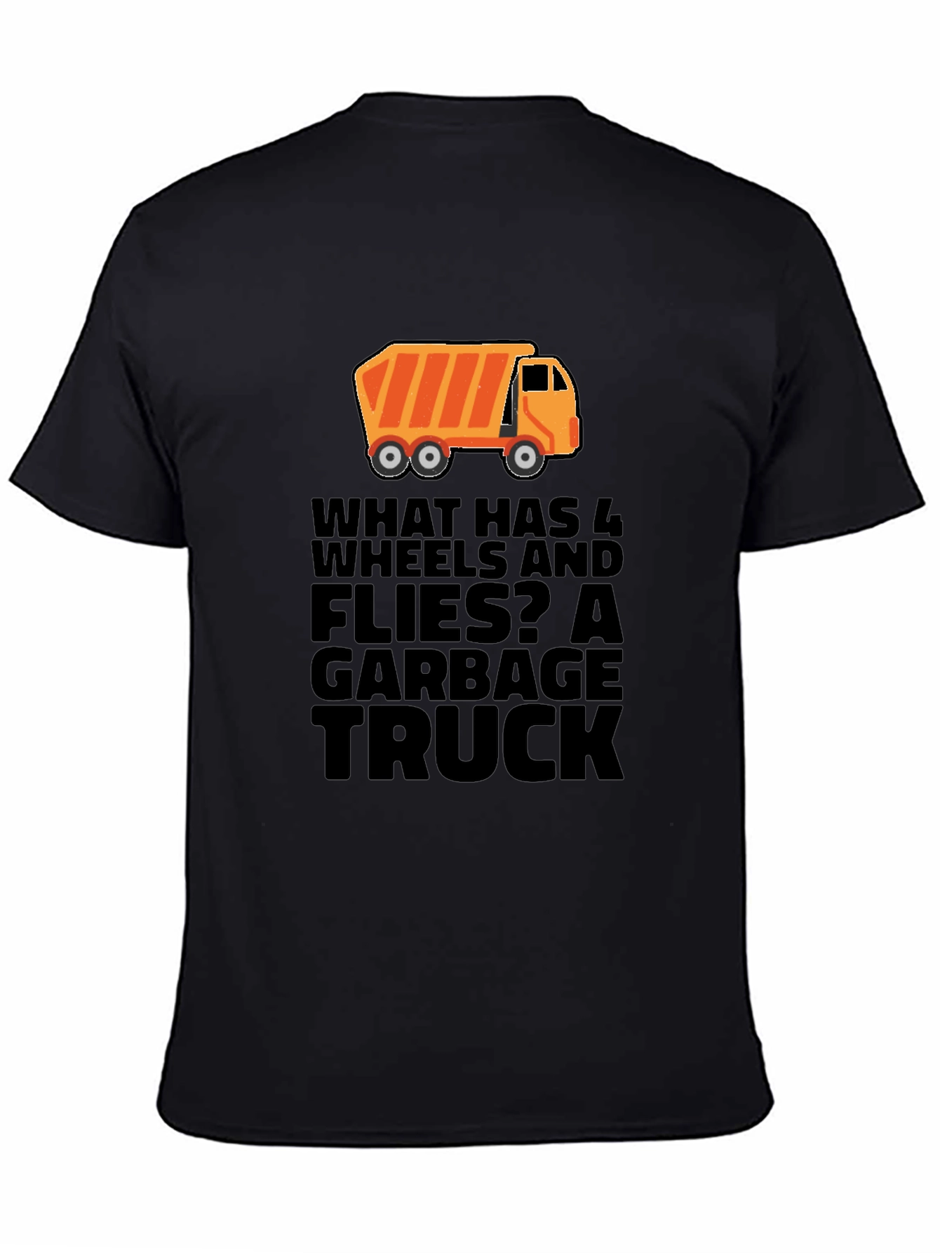 Black Garbage Truck Riddle Graphic T-Shirt - Black view 4