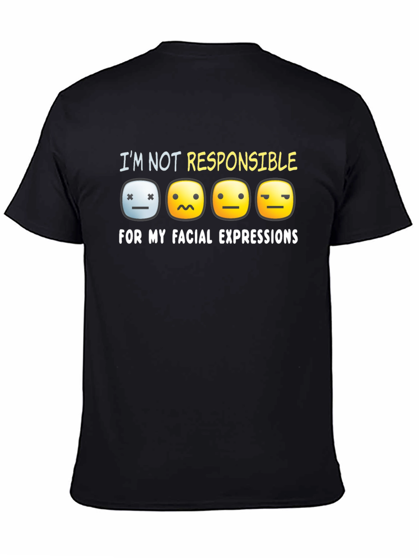 Black Funny Facial Expressions T-Shirt view 4