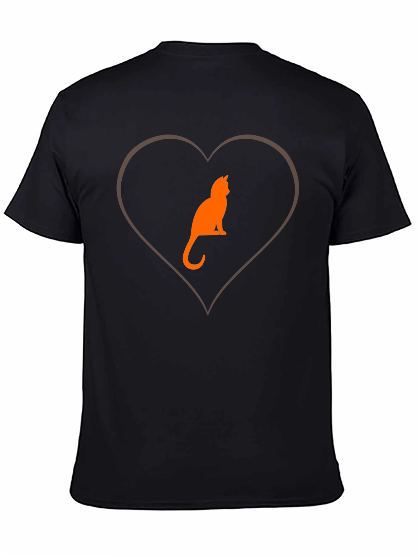 Black Cat Lover Heart Graphic T-Shirt - Black view 4