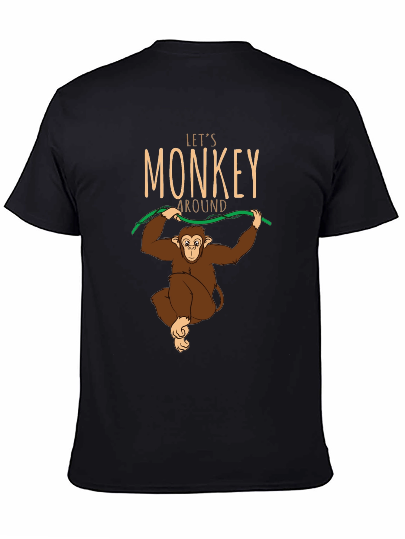 Black Let's Monkey Around T-Shirt - Fun Graphic Tee view 4