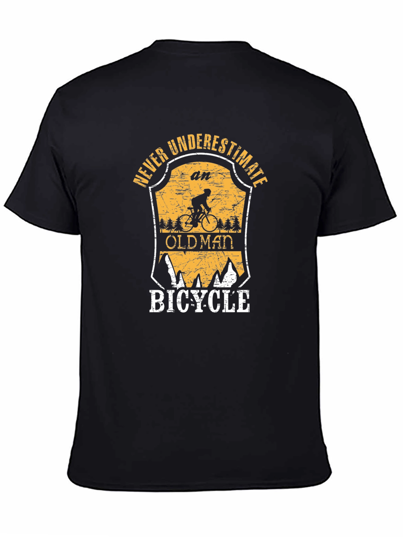 Black Never Underestimate an Old Man Bicycle T-Shirt view 4