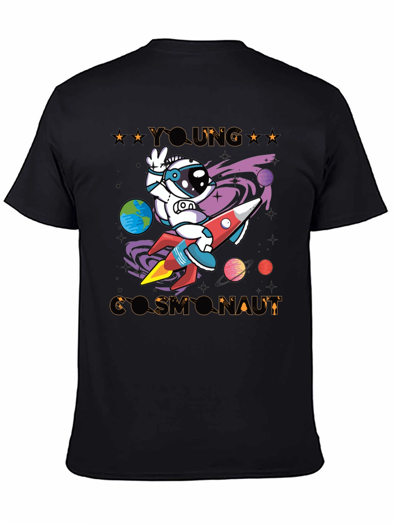 Black Young Astronaut T-Shirt - Space Adventure Tee view 4